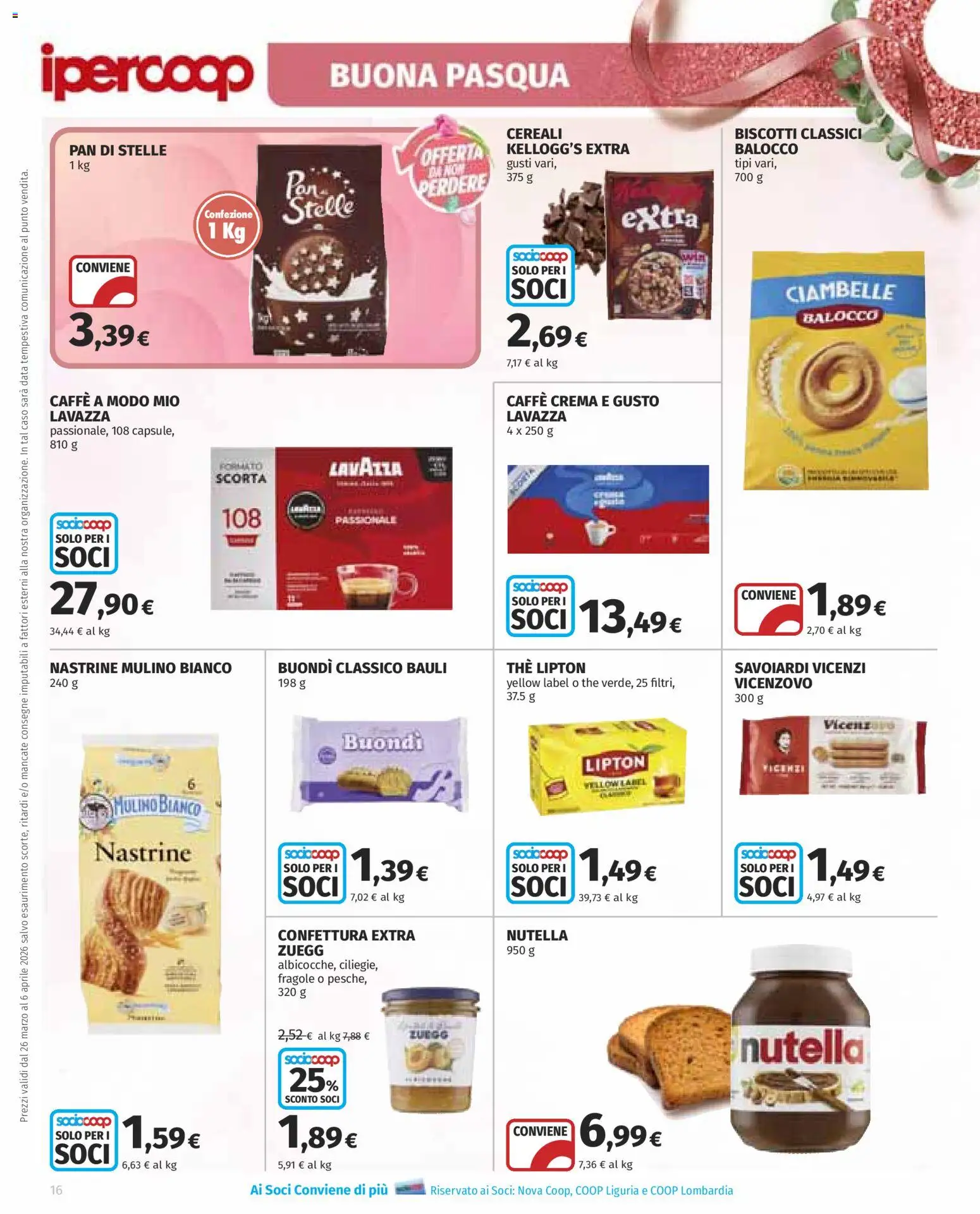 Volantino Ipercoop del 26.03.2026 | Pagina: 16 | Prodotti: Crema, Ciambelle, Cereali, The