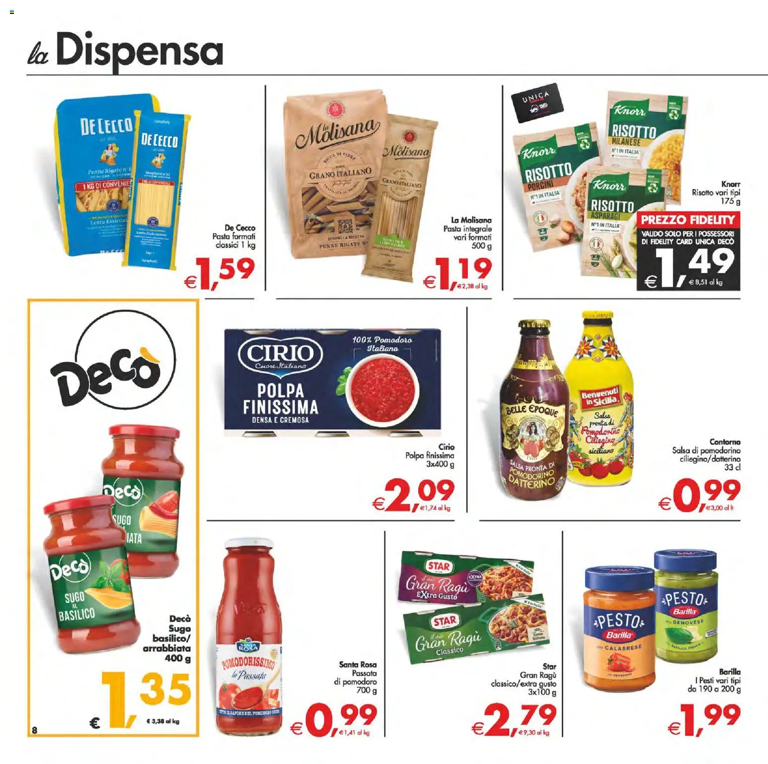 Volantino Decò del 06.03.2026 | Pagina: 8 | Prodotti: Salsa, Basilico, Sugo, Penne