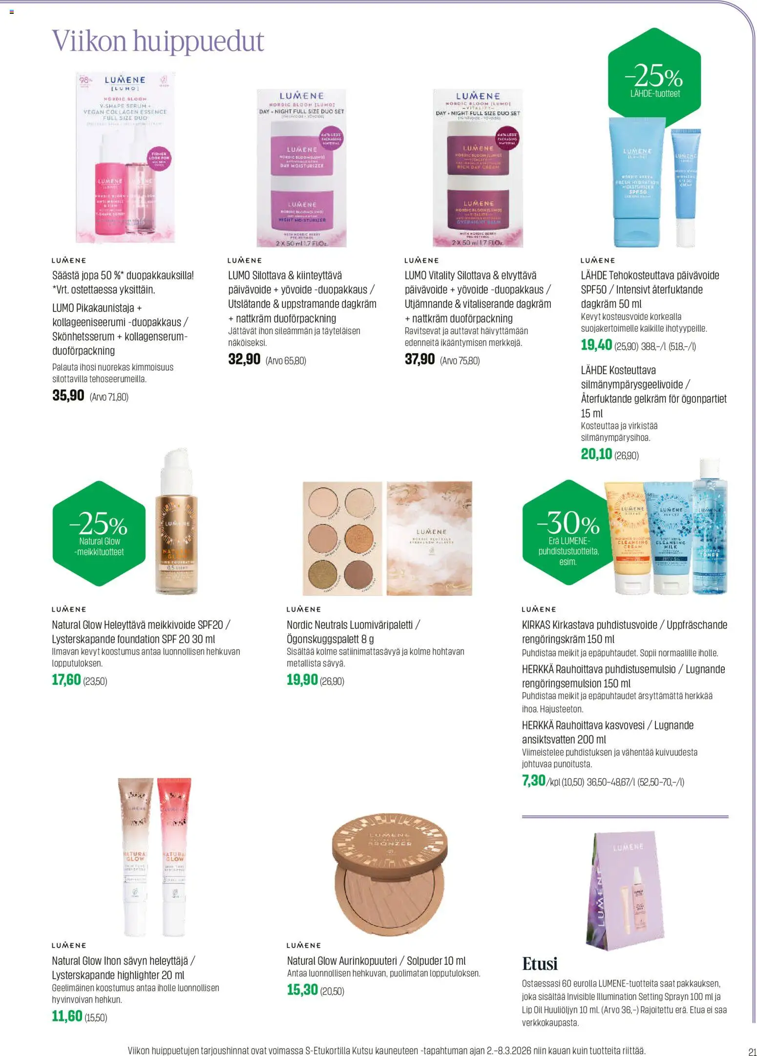 Sokos tarjoukset – voimassa 02.03.2026 alkaen | Sivu: 21 | Tuotteet: Aurinkopuuteri, Yövoide, Bronzer