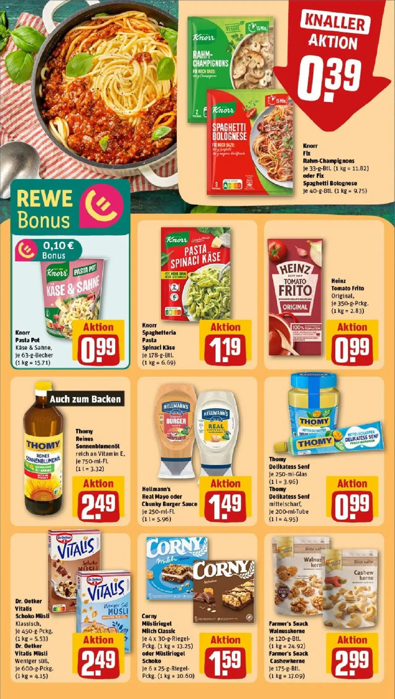 Rewe - Rewe: Wochenangebote (ab 20.04.2025) zum Blättern » Angebote | Seite: 22 | Produkte: Musli, Milch, Käse, Pasta
