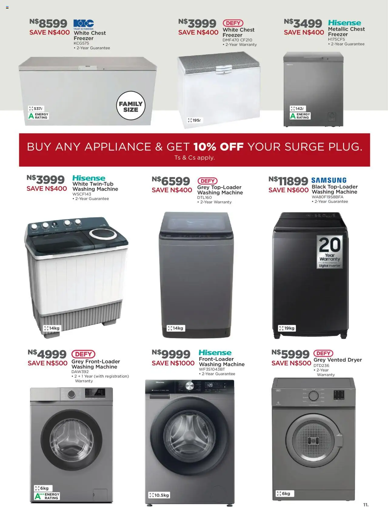 New House and Home catalogue – valid from 20.10.2025 | Page: 11 | Products: Freezer, Washing machine, Dryer, Chest freezer