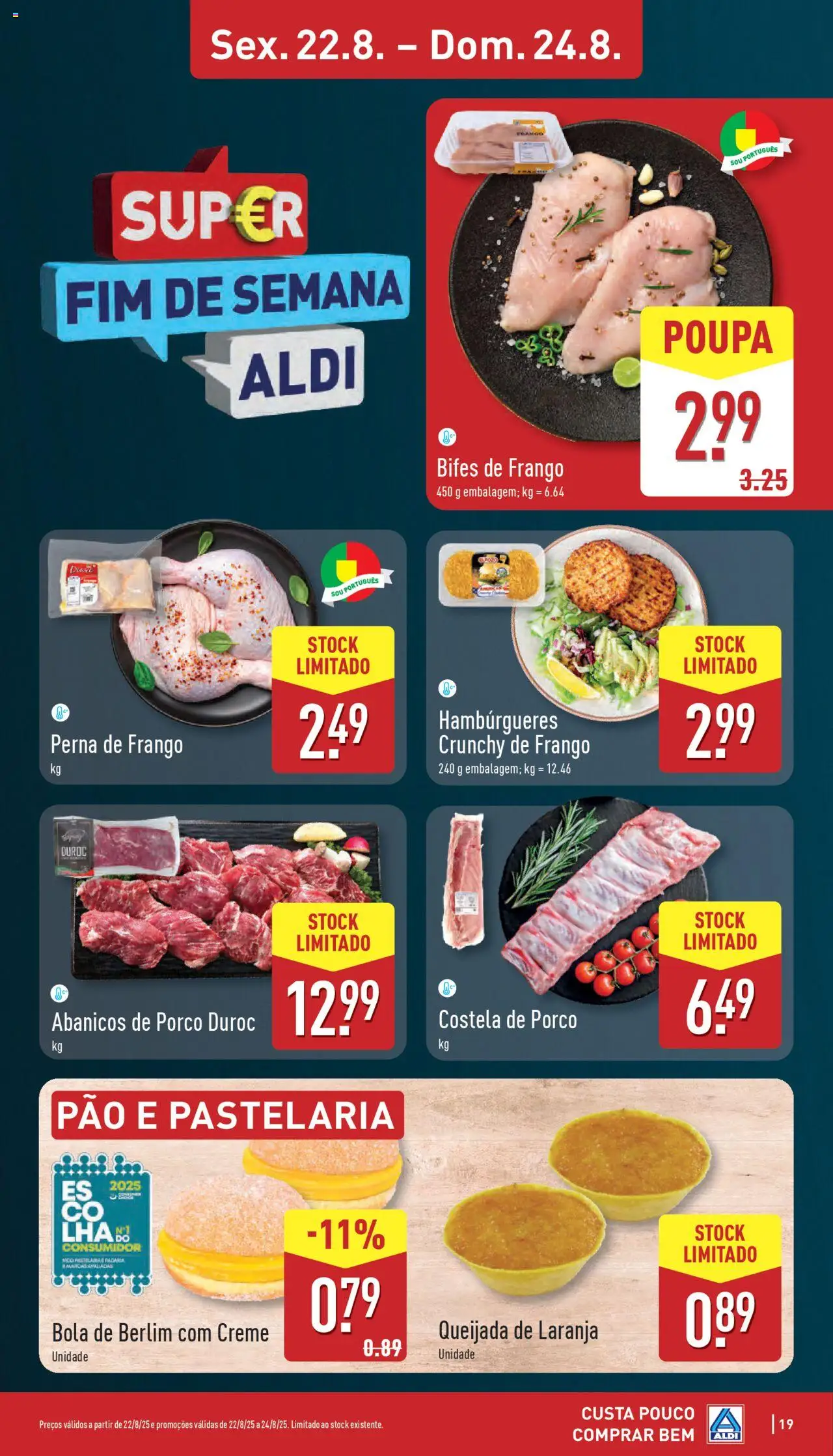 Aldi folheto │ válido de 18.08.2025 | Página: 19 | Produtos: Frango, Pão, Creme