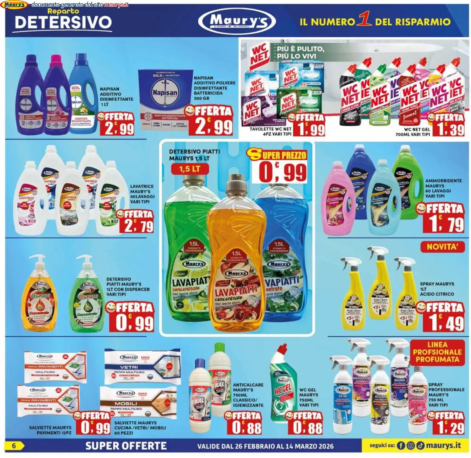 Volantino Maury's del 26.02.2026 | Pagina: 6 | Prodotti: Anticalcare, Sgrassatore, WC, Bagno