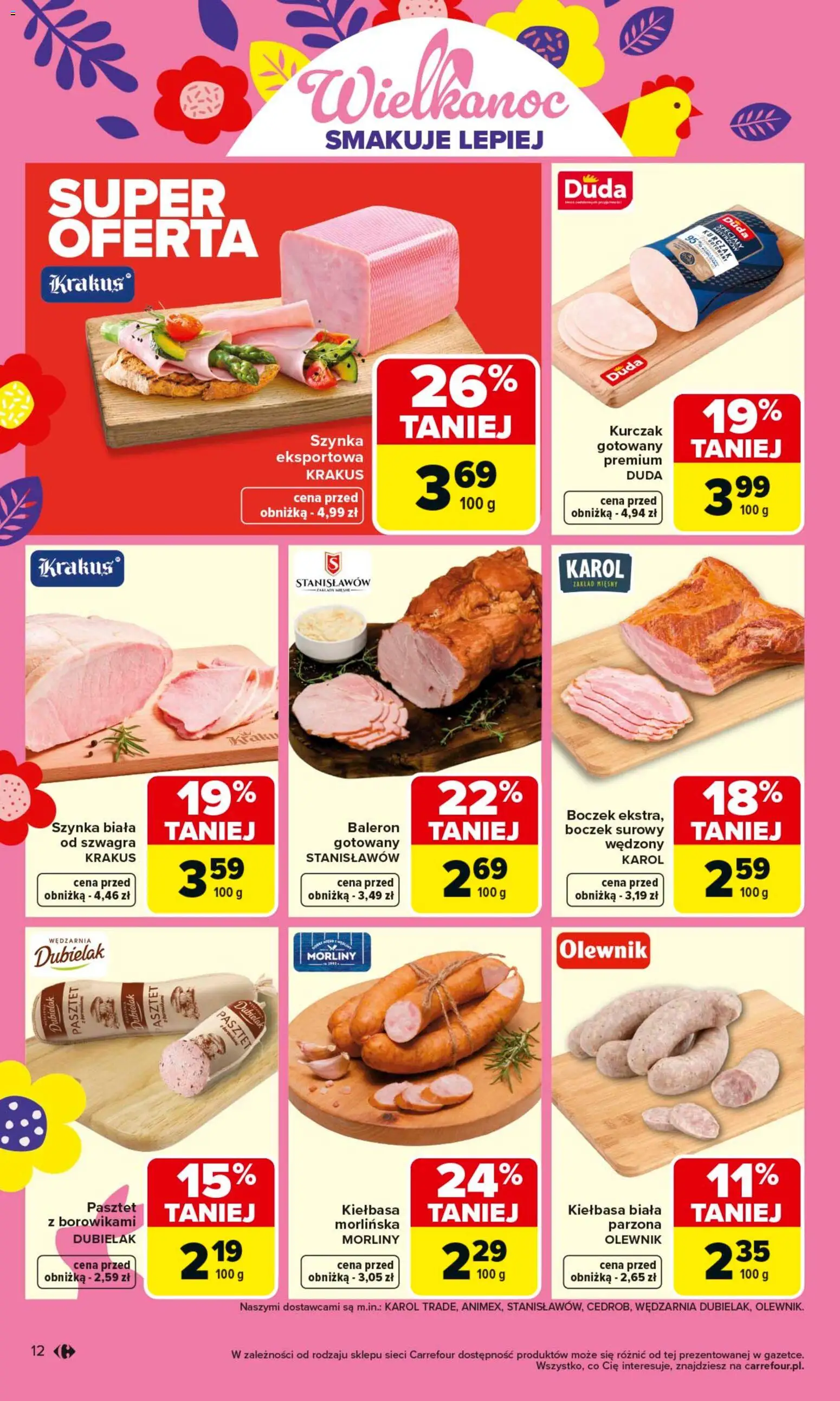 Carrefour gazetka od 16.03.2026 | Strona: 14 | Produkty: Kurczak, Szynka, Boczek, Boczek surowy