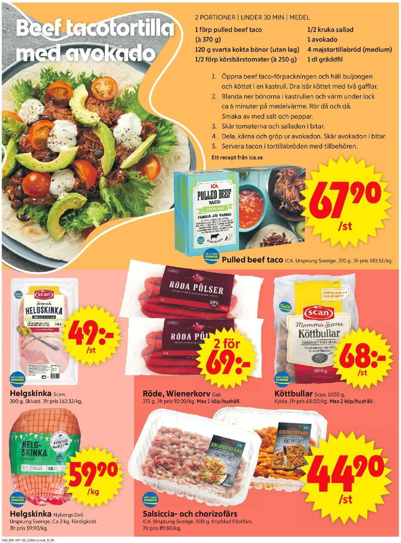ICA Supermarket reklamblad aktuell från 20.10.2025 | Sida: 8 | Produkter: Salt, Köttbullar, Kruka, Gräddfil