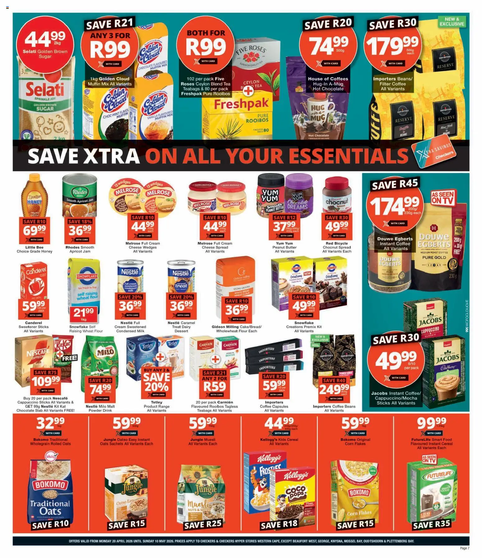 New Checkers catalogue – valid from 20.04.2026 | Page: 7 | Products: Milk, Butter, Peanut butter, Estuche organizador de viaje