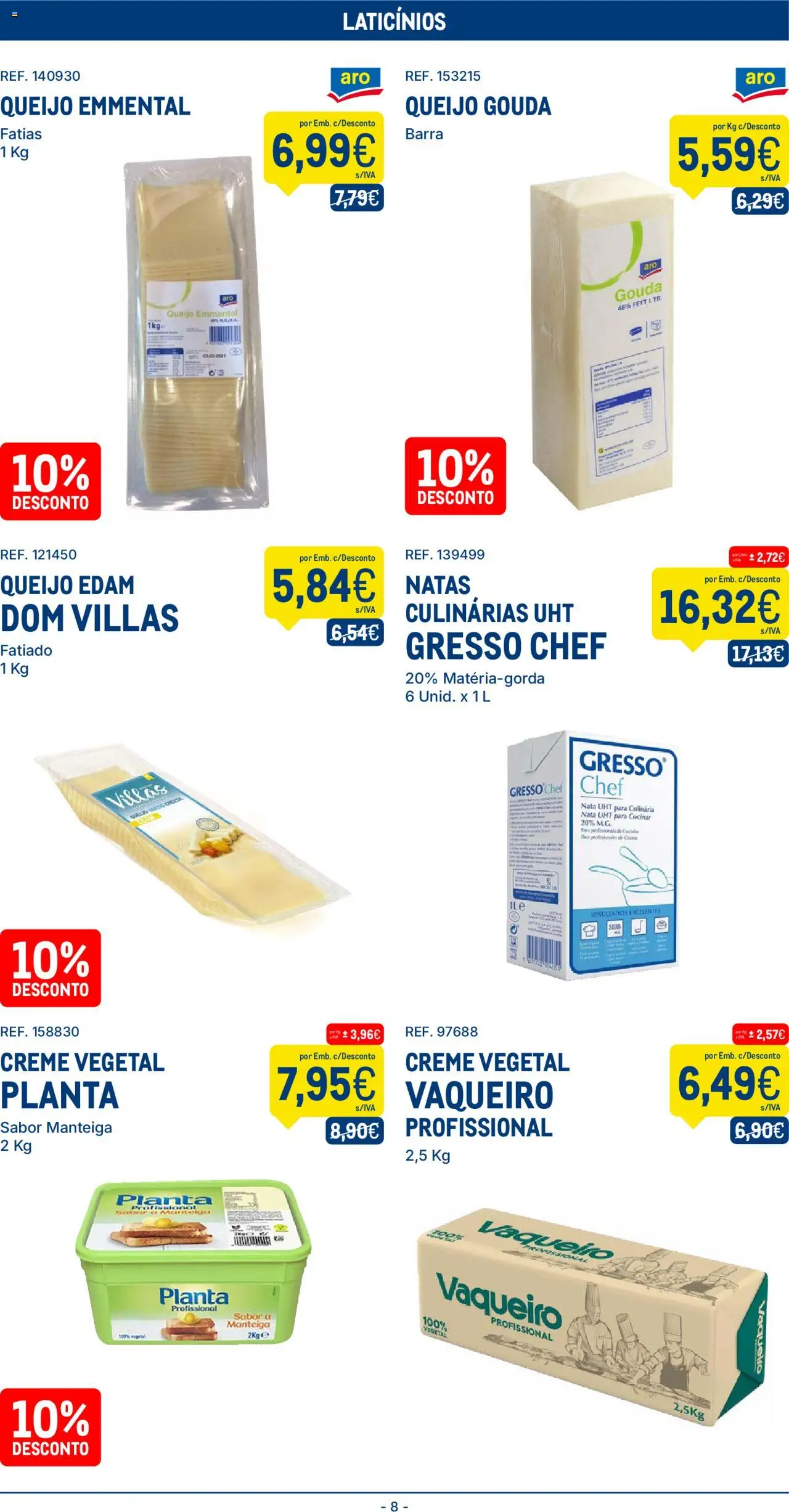 Makro folheto │ válido de 19.08.2025 | Página: 8 | Produtos: Manteiga, Queijo, Creme, Natas