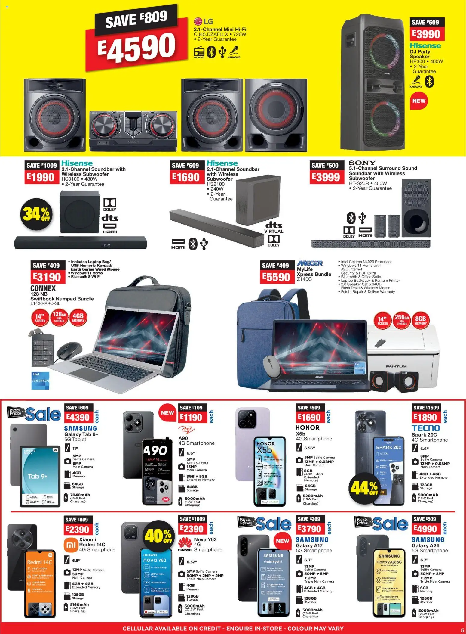 New OK Furniture catalogue – valid from 24.11.2025 | Page: 5 | Products: Mouse, Speaker, Laptop, Subwoofer