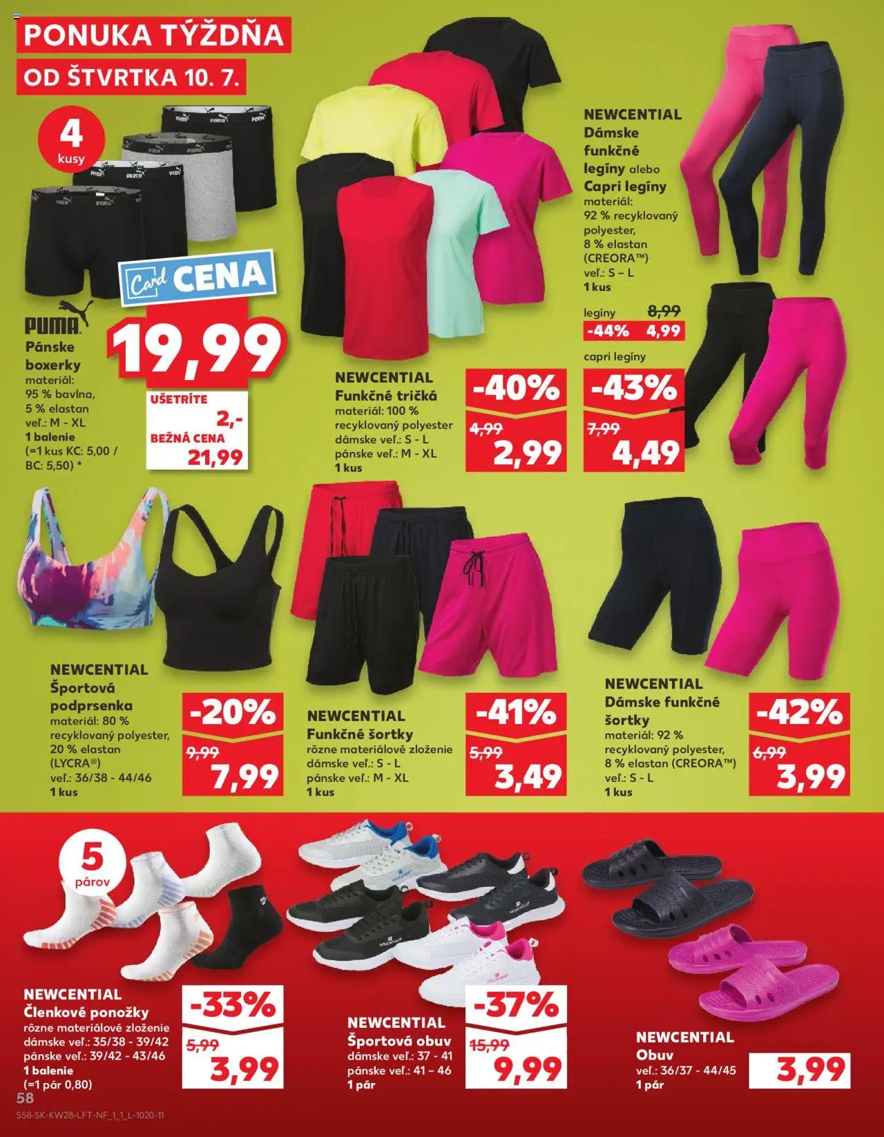 Kaufland Partizánske │ platný od 10.07.2025 | Strana: 58 | Produkty: Podprsenka, Ponožky, Legíny, Športová obuv