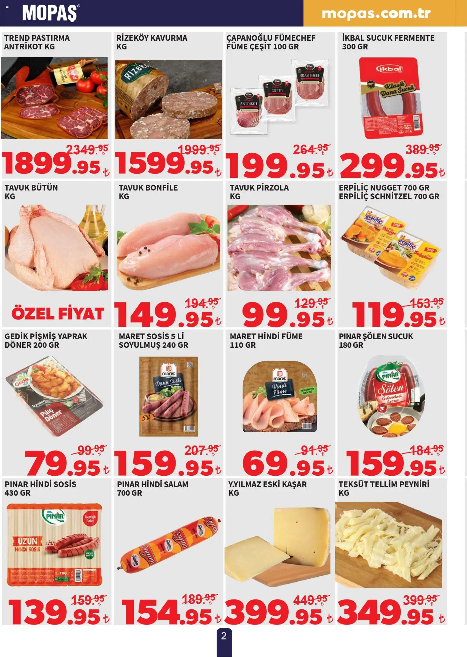 Mopaş Katalog - 20.12.2025 tarihinden itibaren geçerlidir | Sayfa: 2 | Ürünler: Döner, Salam, Piliç, Pirzola