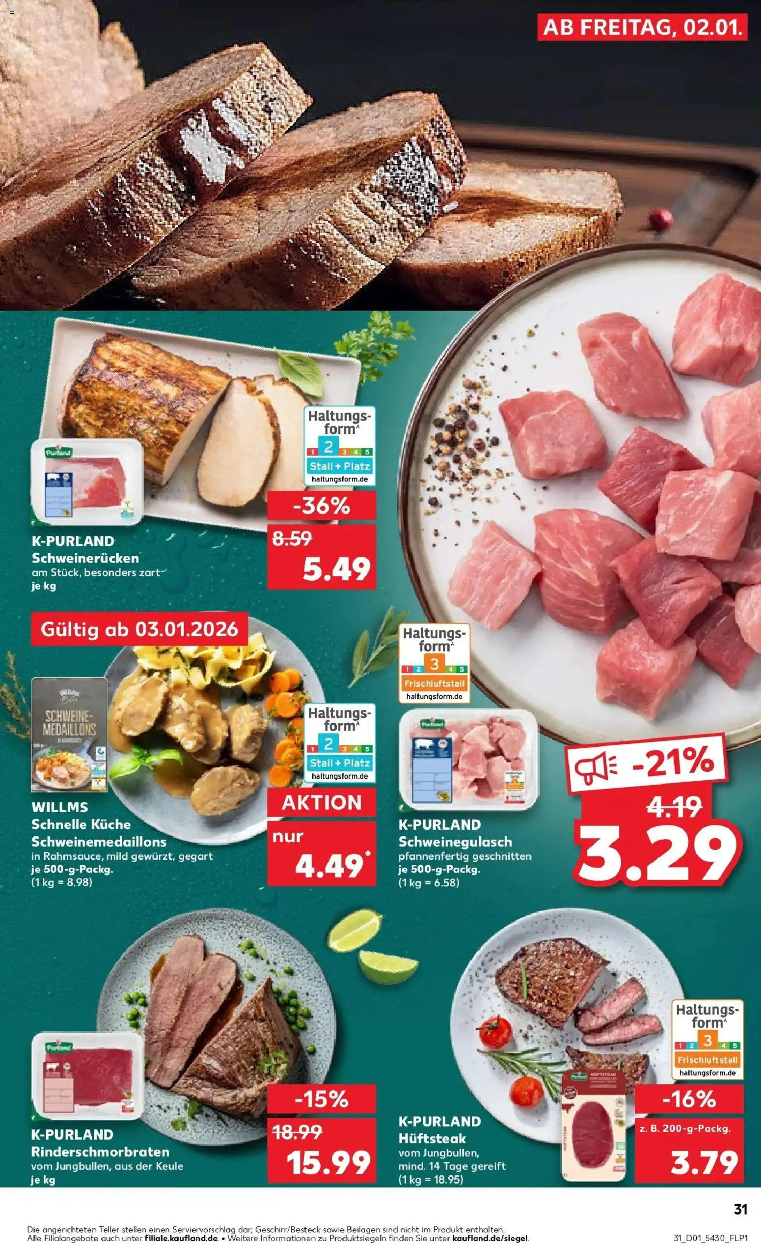Kaufland prospekt Landau An Der Isar	 – gültig ab 05.01.2026 | Seite: 31 | Produkte: Schweinegulasch, Küche, Schweinerucken, Steak