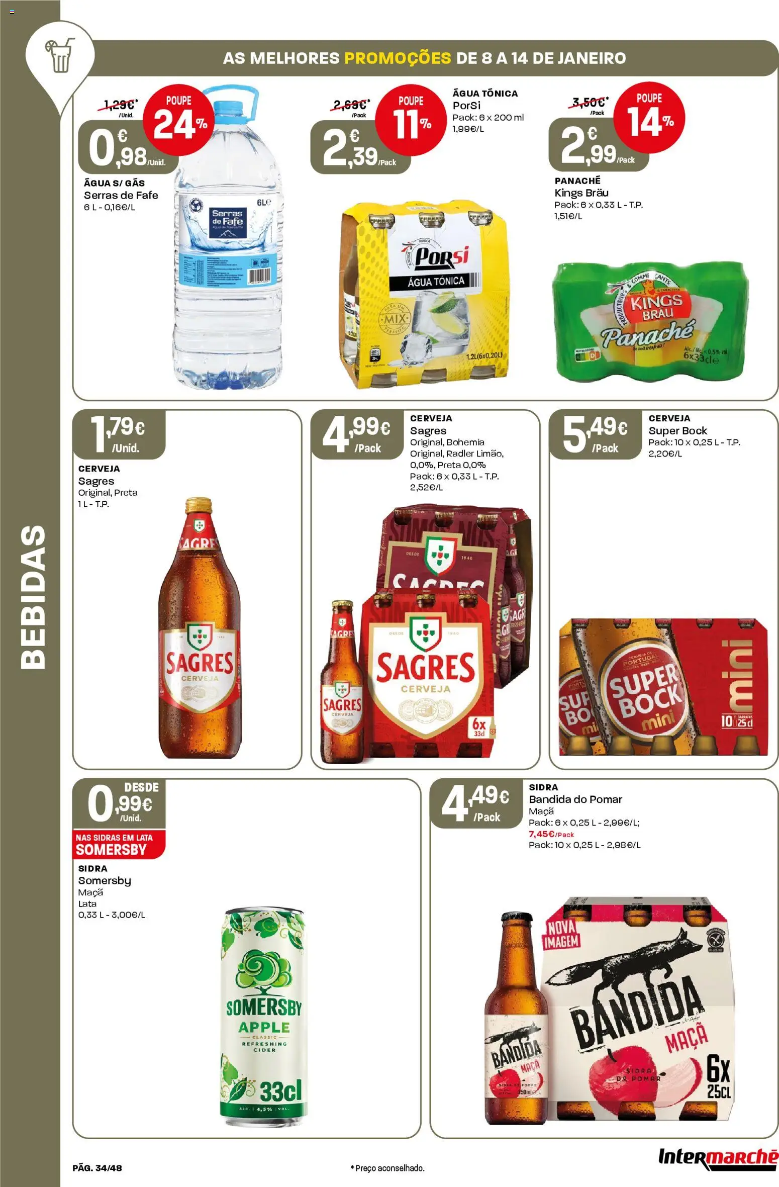 Intermarché folheto │ válido de 08.01.2026 | Página: 34 | Produtos: Porta, Super bock, Cerveja, Somersby