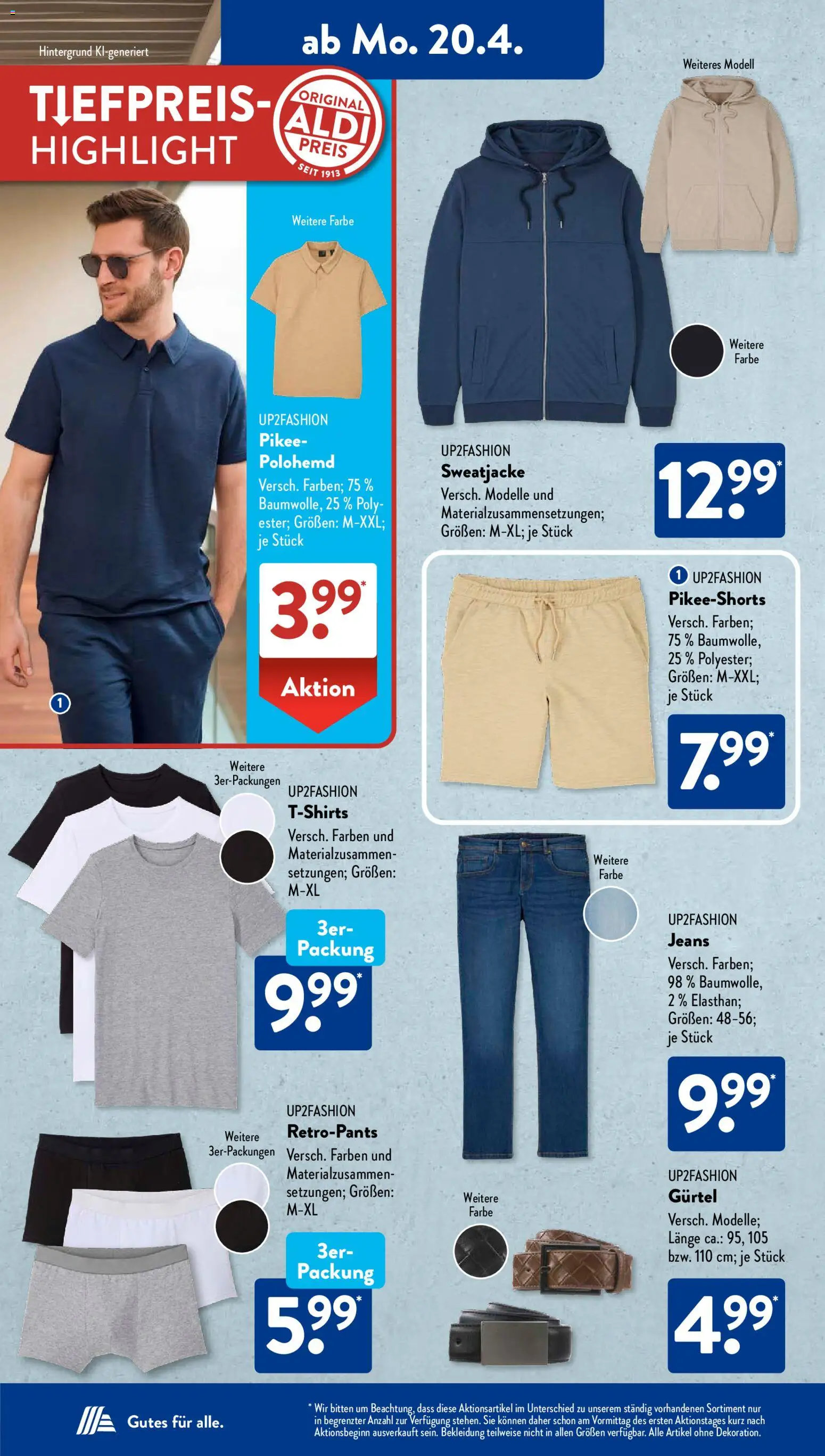Aldi Süd Prospekt 	 – gültig ab 20.04.2026 | Seite: 6 | Produkte: Up2fashion, Sweatjacke, Gürtel, Jeans
