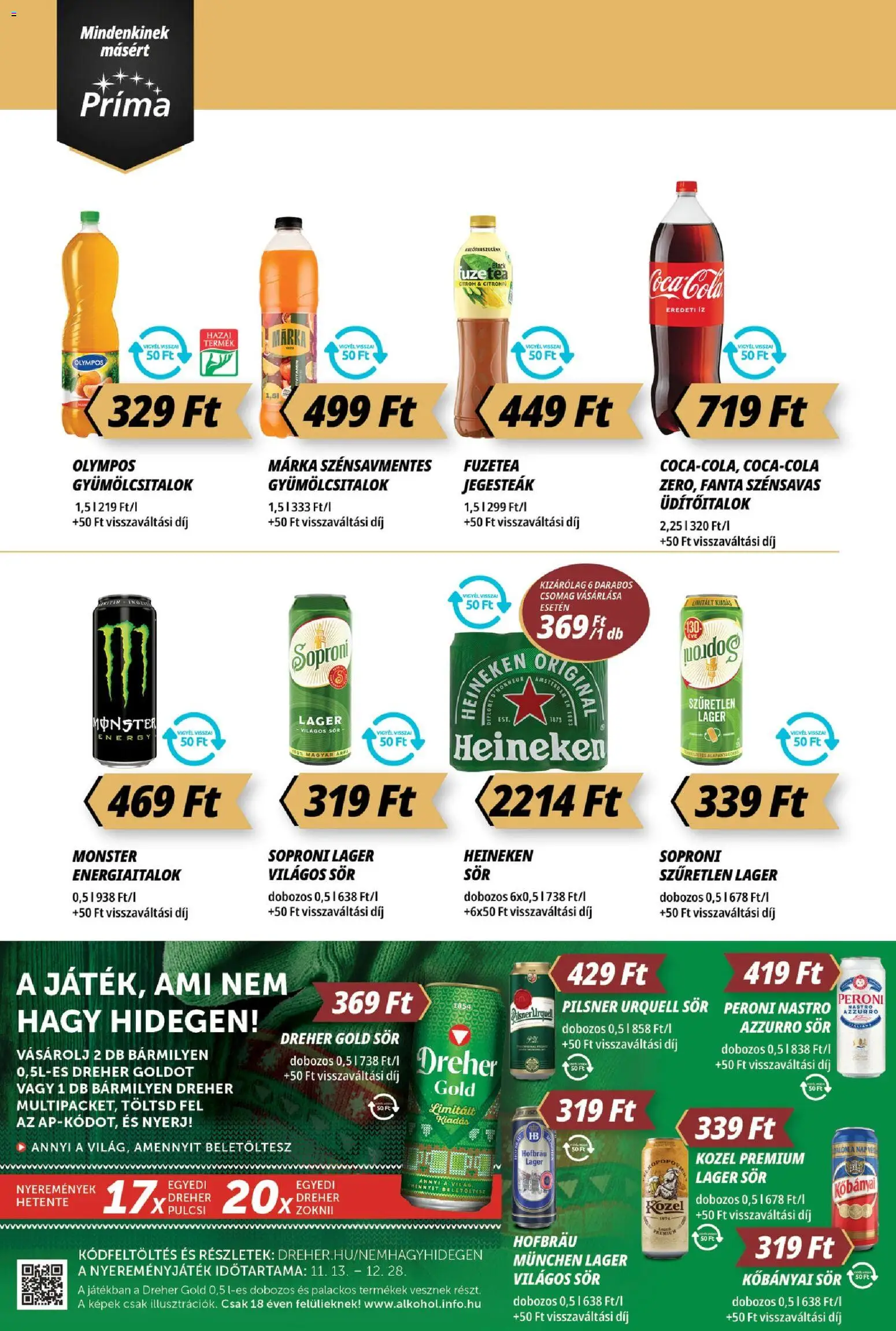 CBA Príma akciós ujság - amely érvényes a következő dátumtól: 20.11.2025 | Oldal: 10 | Termékek: Heineken, Coca Cola, Sör, Citrom