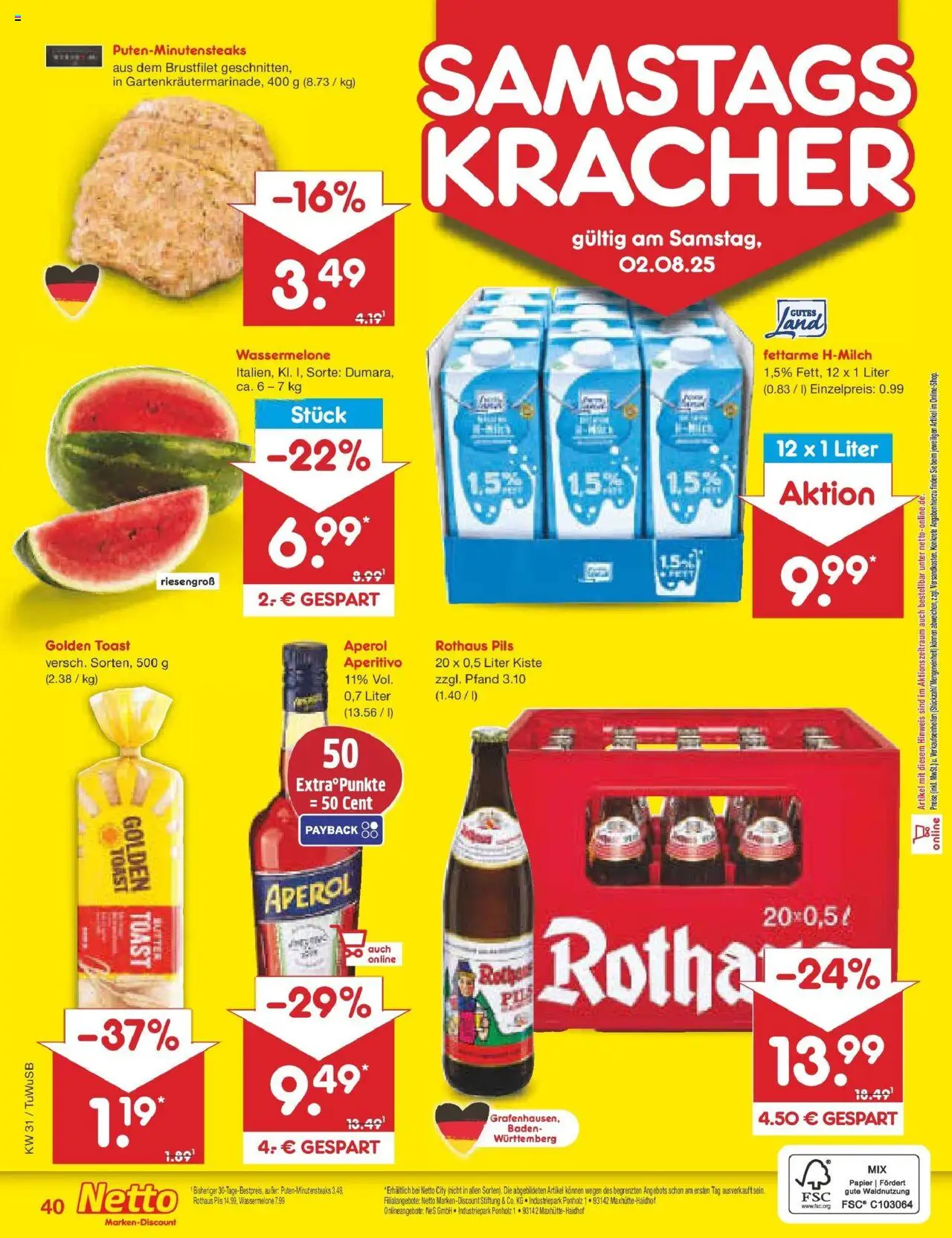 Netto Marken-Discount prospekt Calw-Stammheim	 - gültig ab dem 27.07.2025 | Seite: 64 | Produkte: Butter, Toast, Pils, Wassermelone