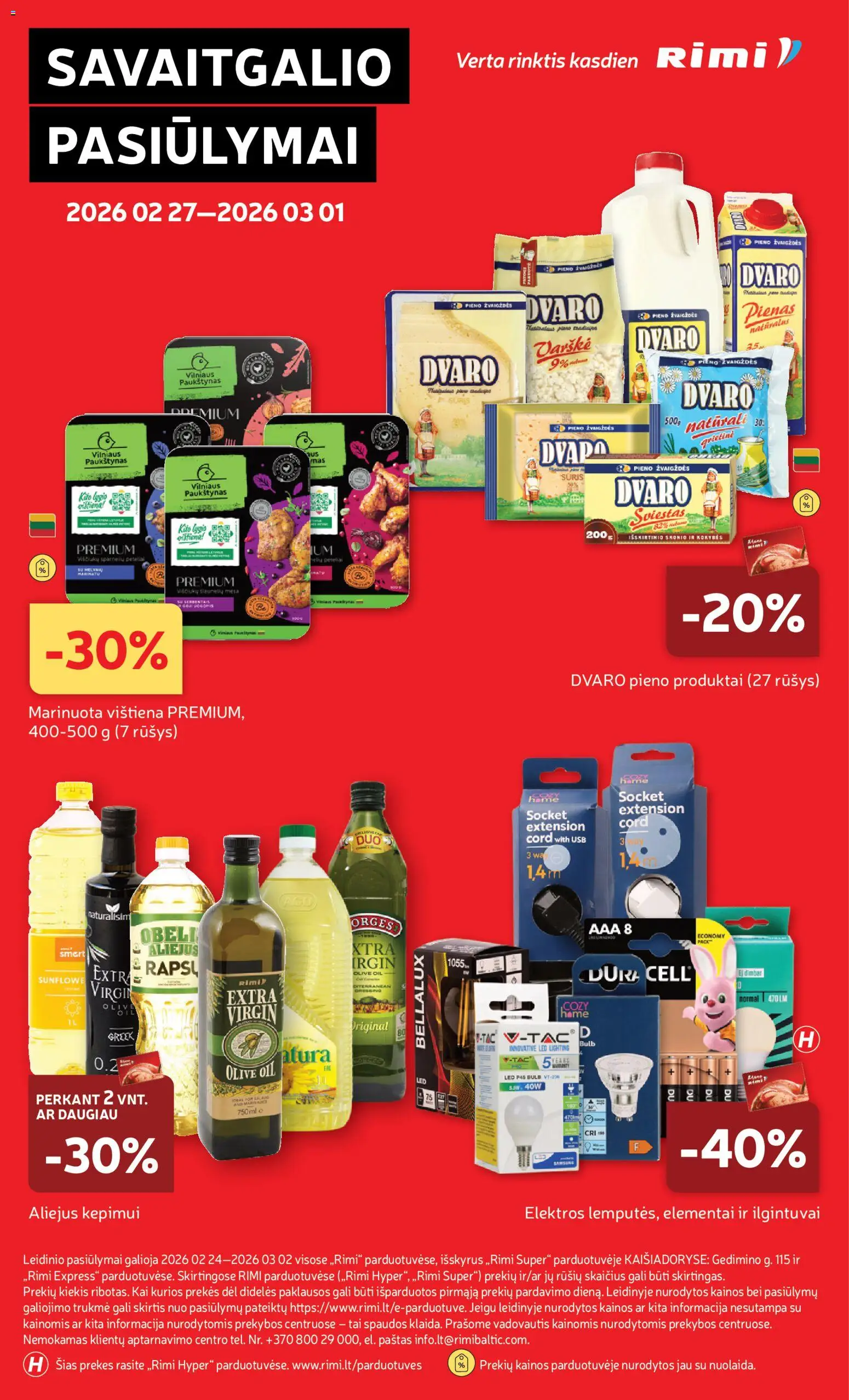 Rimi akcijos nuo 24.02.2026 | Puslapis: 36 | Prekių: Pienas, Aliejus, Varškė, USB