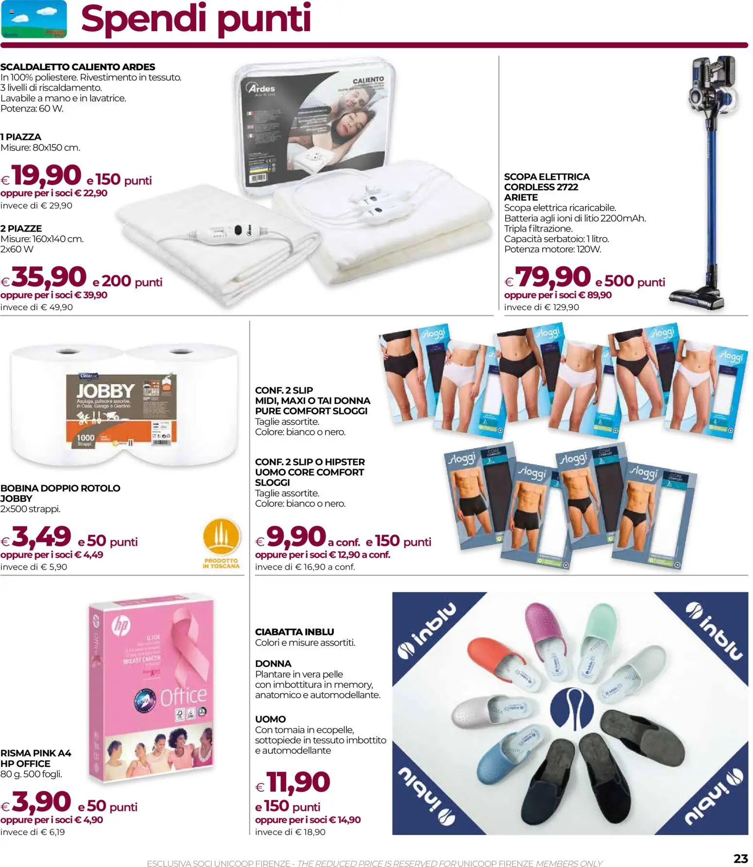 Volantino COOP del 07.01.2026 | Pagina: 23 | Prodotti: Scopa elettrica, Slip, Scopa, Batteria