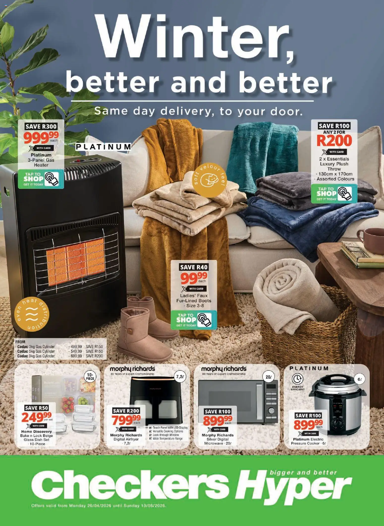 New Checkers catalogue – valid from 20.04.2026 | Page: 1 | Products: Cooker, Lock, Microwave, Pressure cooker
