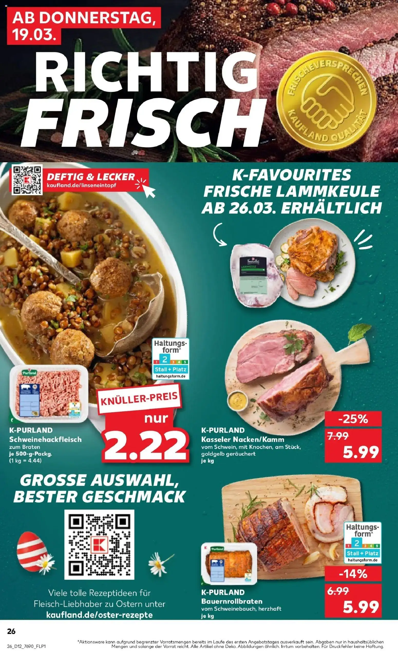 Kaufland Prospekt Crailsheim	 – gültig ab 19.03.2026 | Seite: 26 | Produkte: Lammkeule