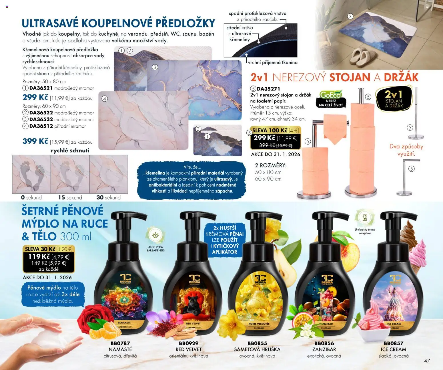 Nové Dedra akcie – leták je platný od 01.01.2026 | Strana: 47 | Produkty: Bazén, Podlaha, Mydlo
