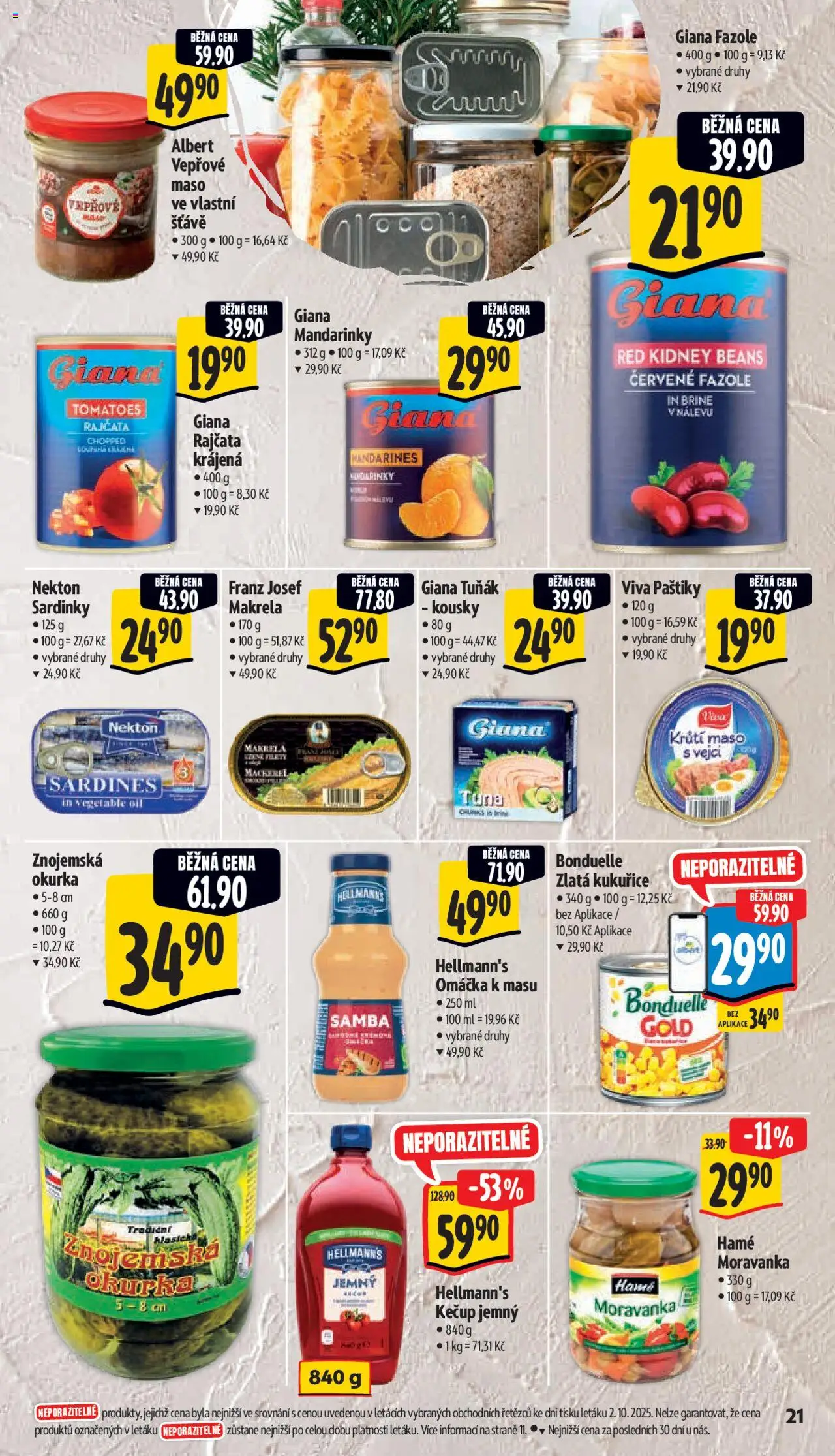 Albert leták - Supermarket od 08.10.2025 | Strana: 28 | Produkty: Rajčata, Kečup, Mandarinky, Fazole