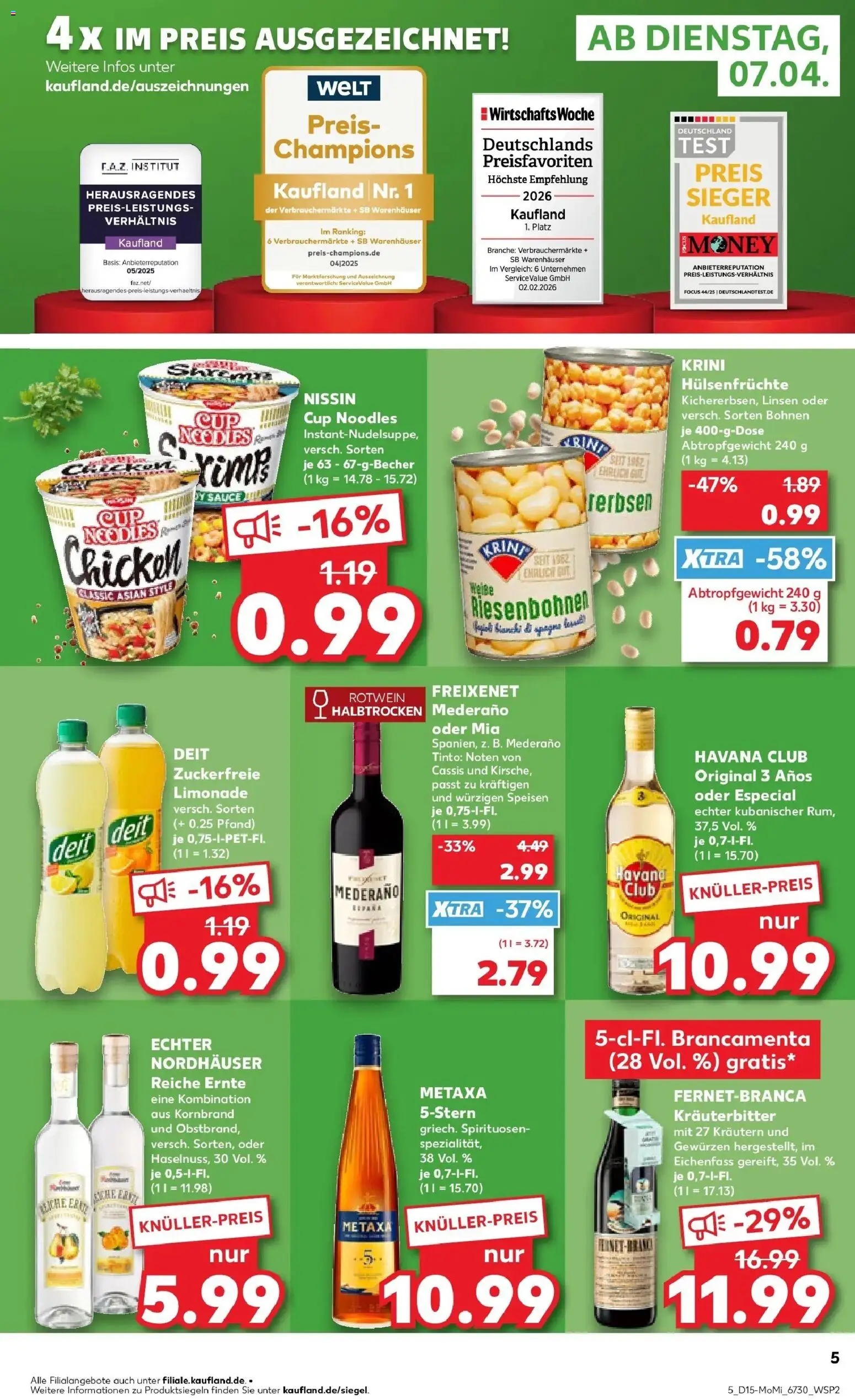 Kaufland Prospekt Naumburg (Saale)	 – gültig ab 07.04.2026 | Seite: 5 | Produkte: Rotwein, Freixenet mederano, Limonade, Erbsen