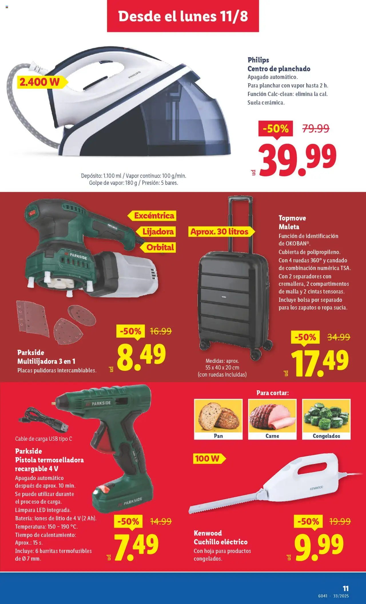 Lidl folleto │ válido desde el 11.08.2025 | Página: 11 | Productos: Ropa, Cable, Batería, Lámpara