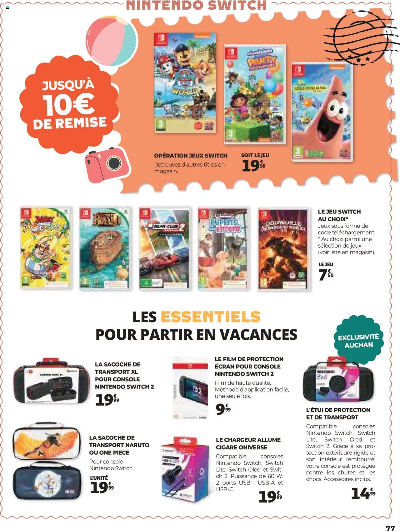  | Page: 77 | Produits: USB, console Nintendo Switch, Jeux