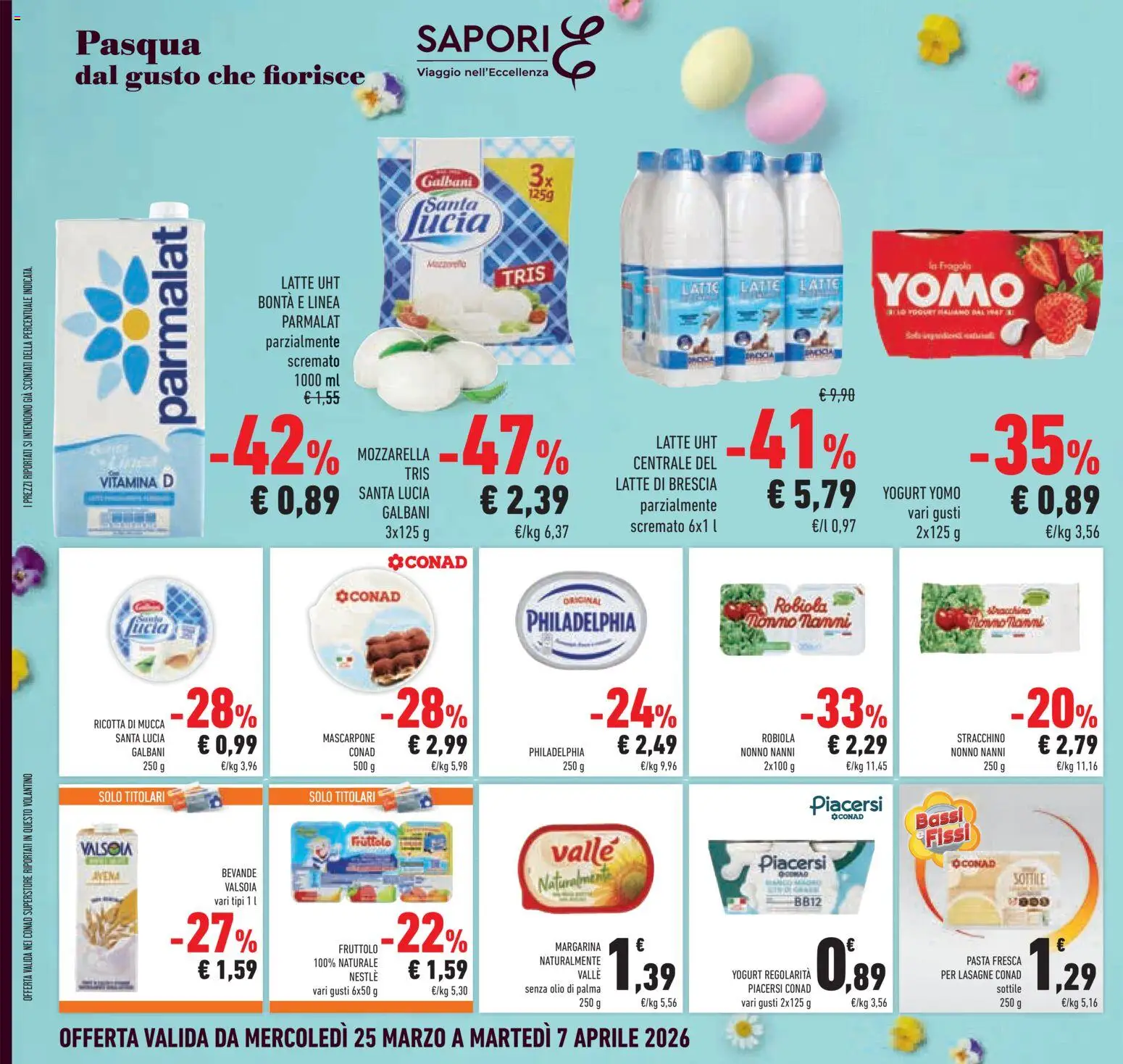 Volantino Conad del 25.03.2026 | Pagina: 26 | Prodotti: Latte, Olio, Pasta, Robiola