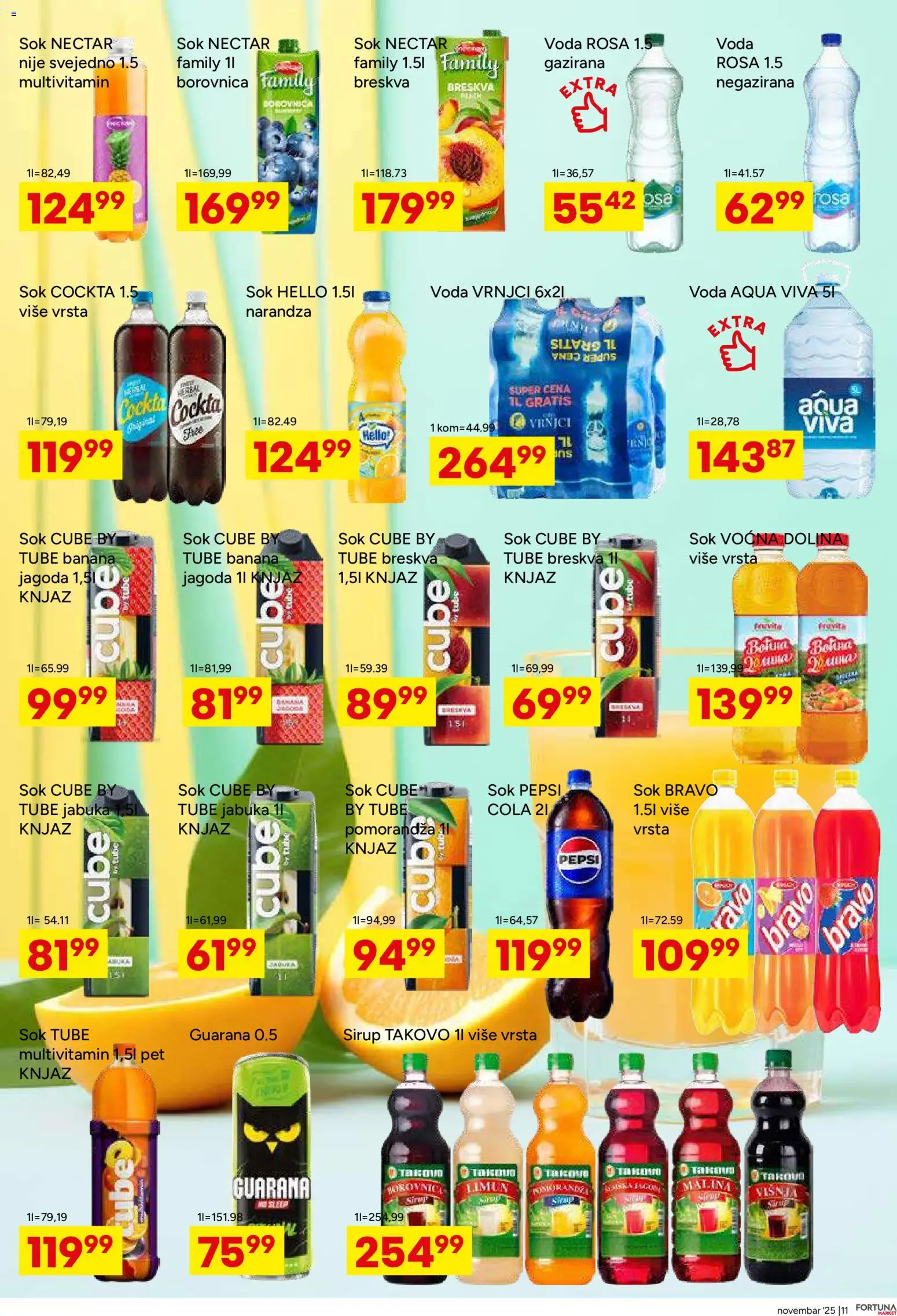 Fortuna Market katalog - važi od 12.11.2025 | Strana: 11 | Proizvode: Banana, Fruvita, Pomorandza, Breskva