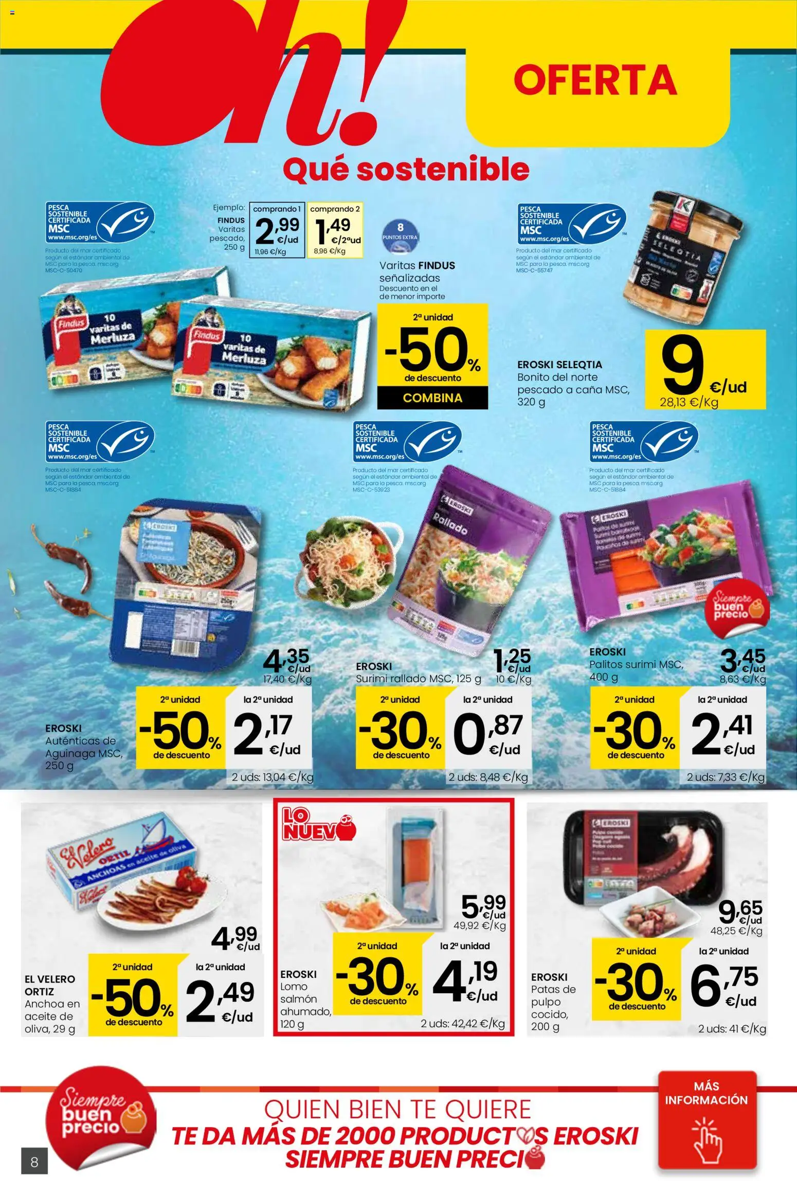 Eroski - Viste tu cesta de primavera  │ válido desde el 26.02.2026 | Página: 8 | Productos: Aceite, Pescado, Té, Anchoa