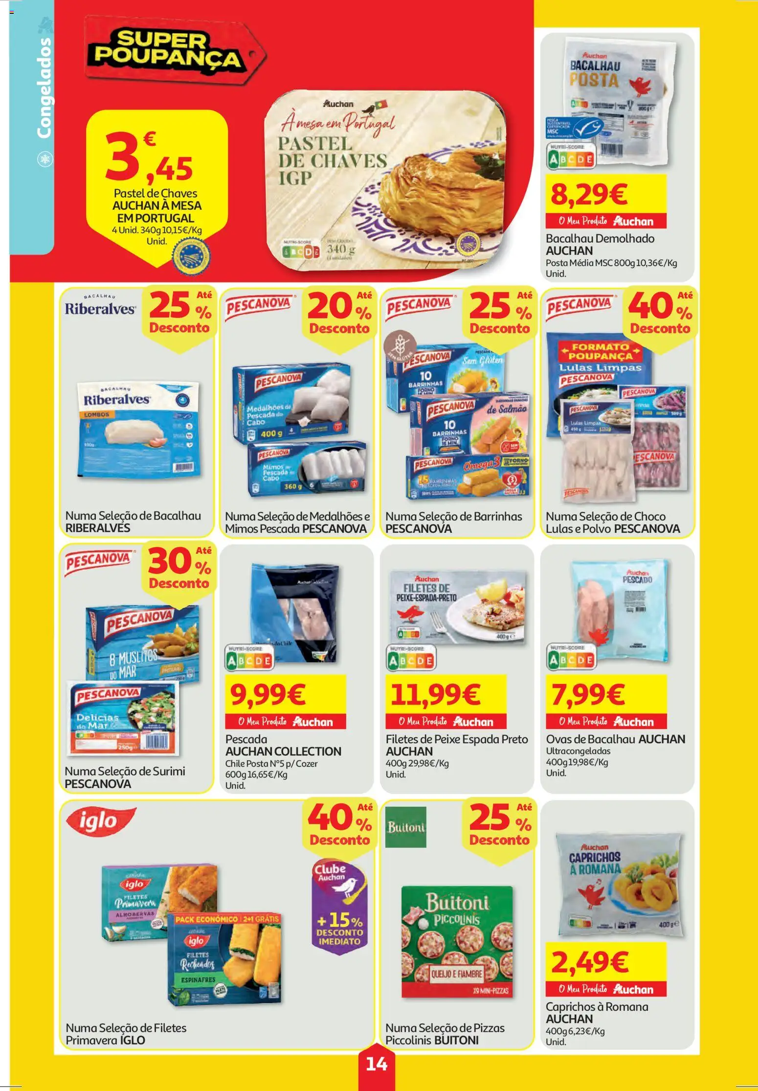 Auchan folheto │ válido de 11.12.2025 | Página: 14 | Produtos: Espinafres, Salmão, Mesa, Peixe