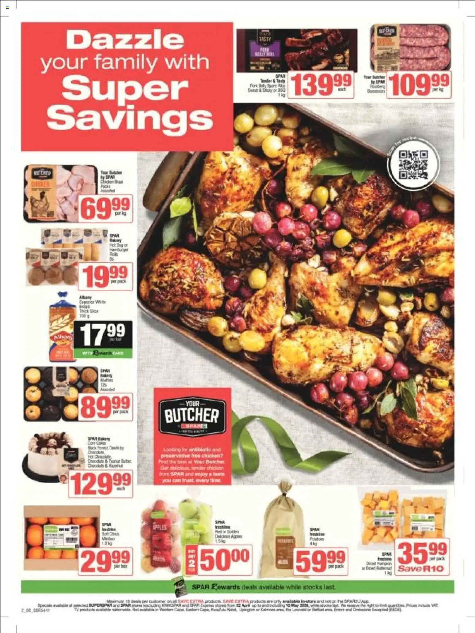 New Spar catalogue – valid from 22.04.2026 | Page: 2 | Products: Bakery, Chicken, Preservative