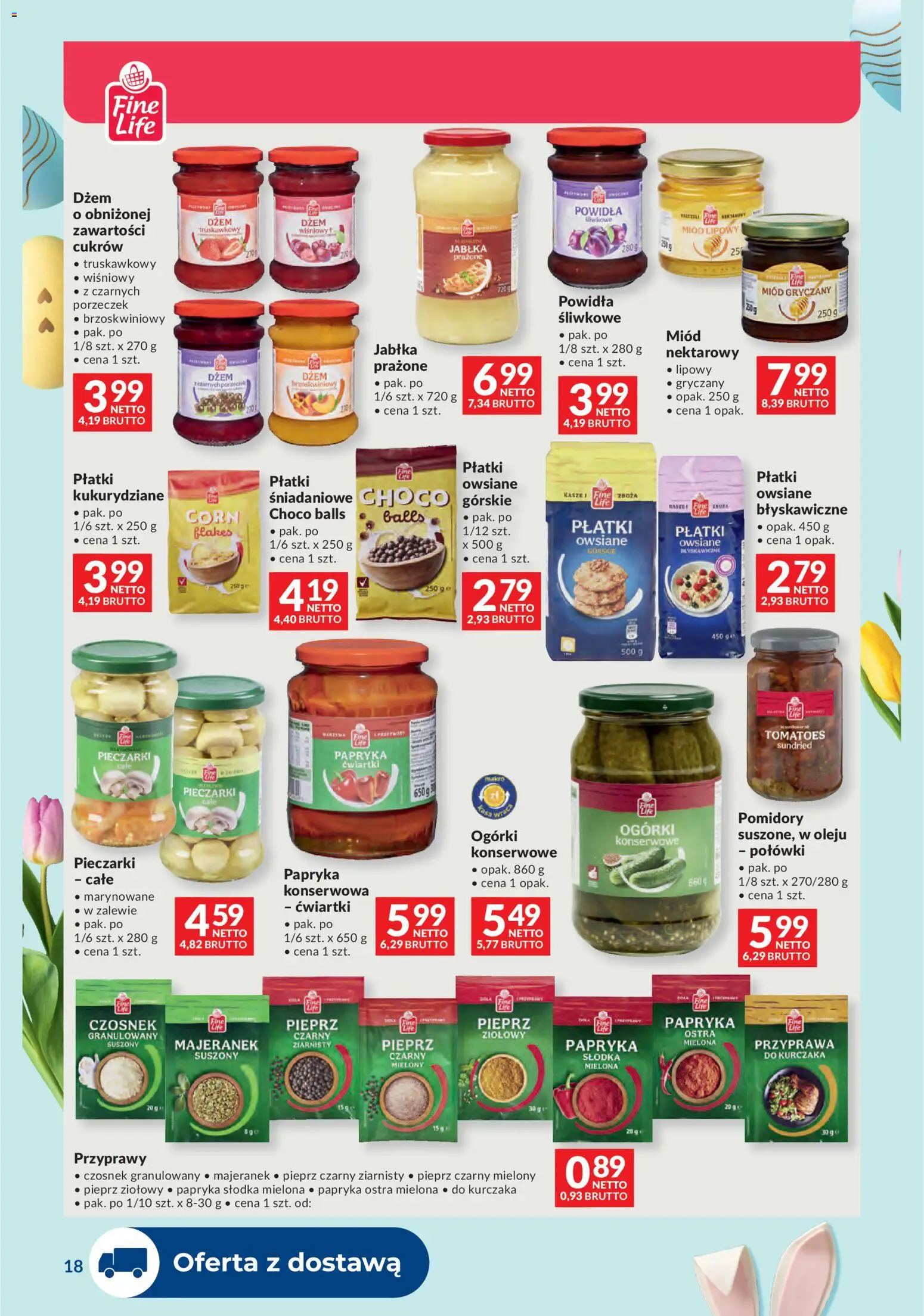 Makro gazetka - Dystrybucja do sklepów od 17.03.2026 | Strona: 18 | Produkty: Dżem, Pomidory, Płatki, Przyprawy