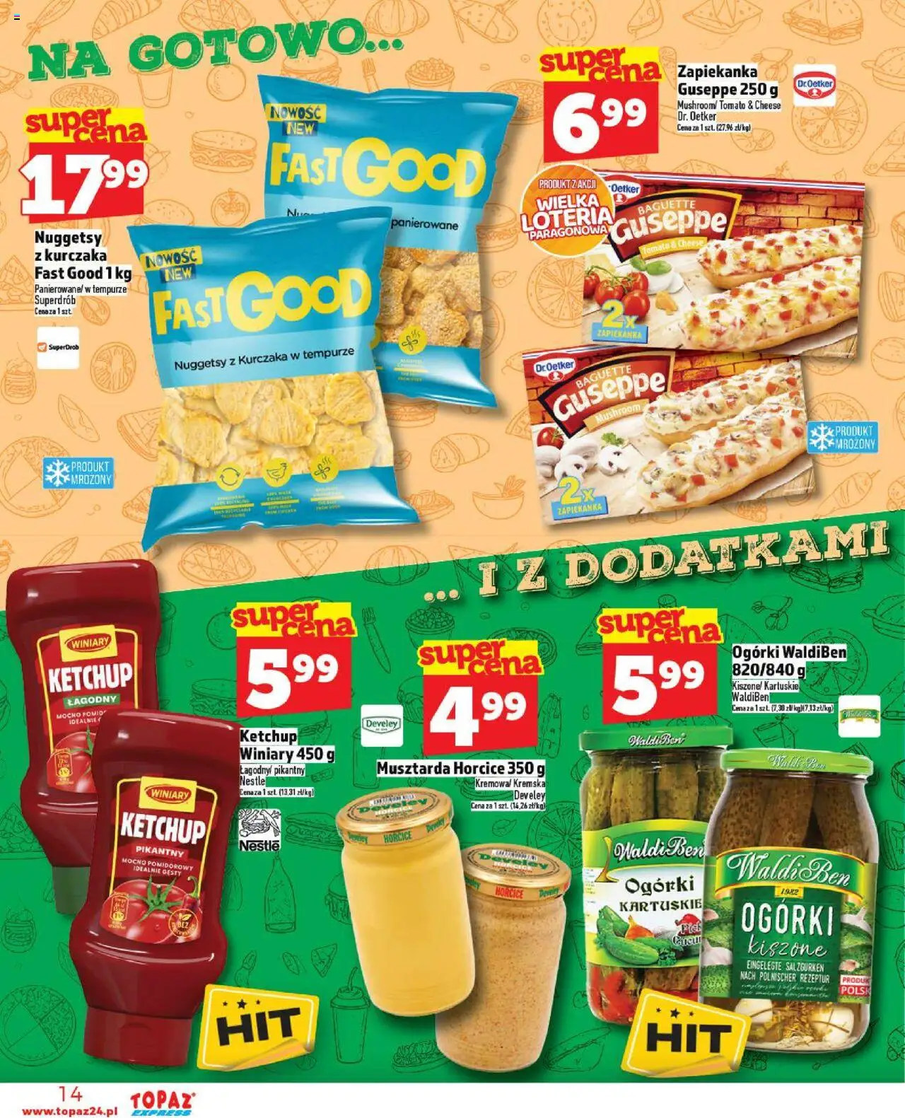 Topaz Gazetka - Express od 18.09.2025 | Strona: 14 | Produkty: Ketchup, Zapiekanka, Musztarda, Ogórki