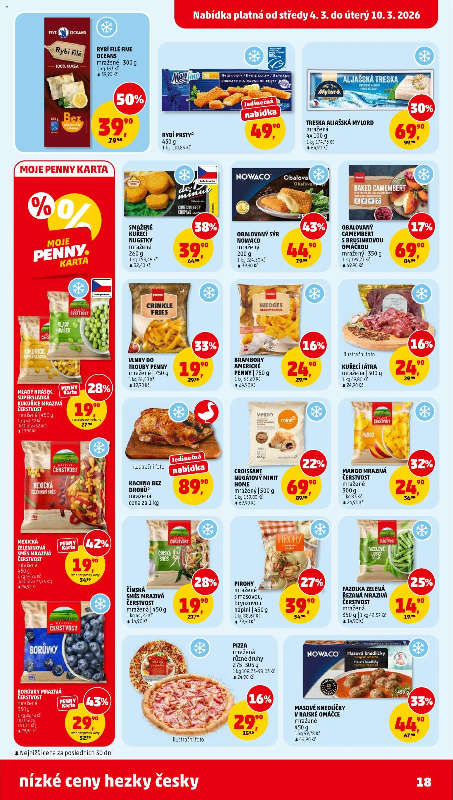 Penny Market leták od 04.03.2026 | Strana: 18 | Produkty: Pizza, Treska, Brambory, Rybí prsty