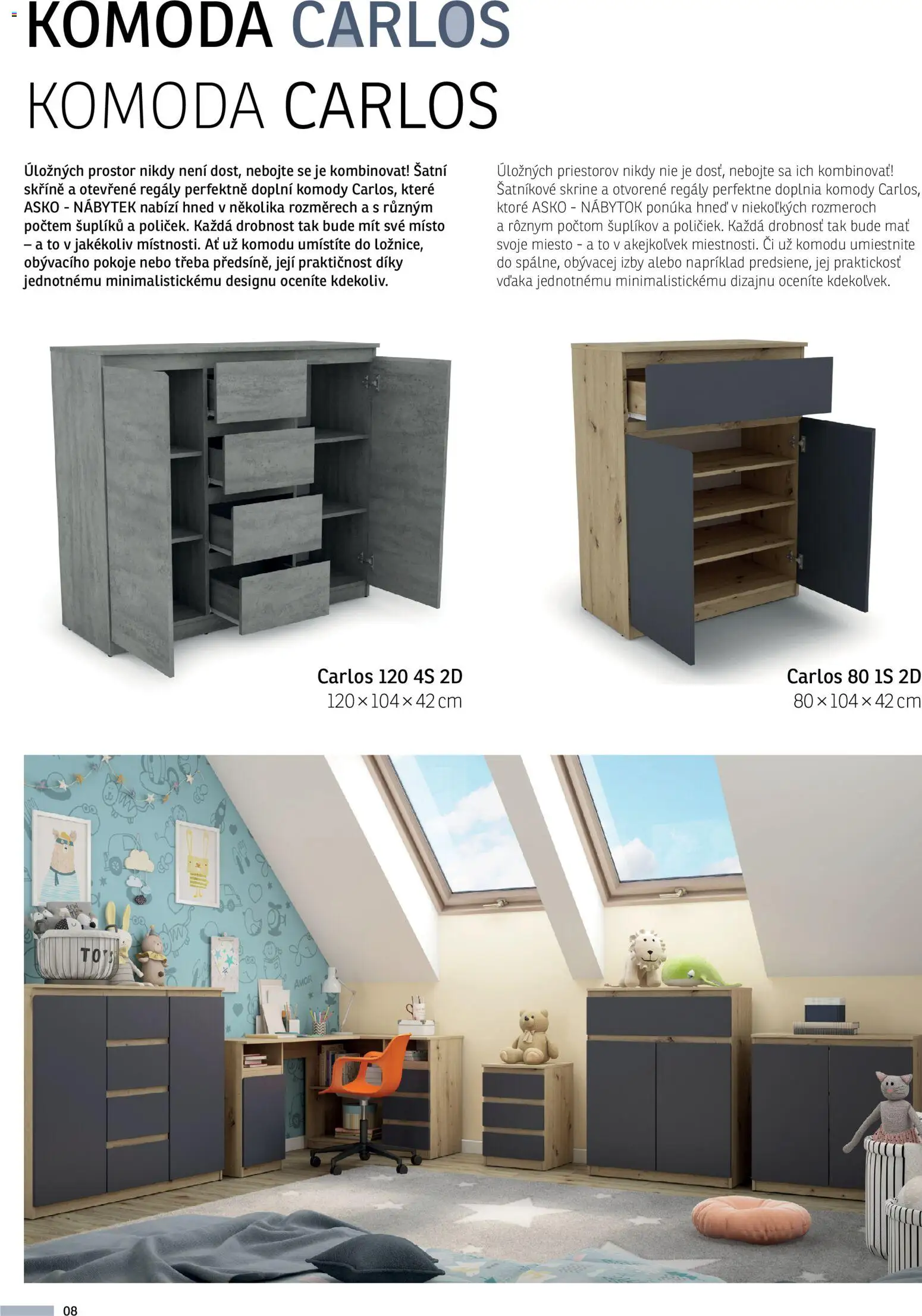 ASKO nábytek leták - Variabilní program Carlos od 01.01.2026 | Strana: 8 | Produkty: Regály, Komody, Skříně, Komoda
