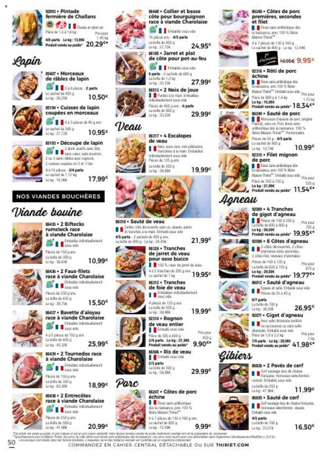  | Page: 50 | Produits: Gigot d'agneau, Lapin, Rumsteck, Viande bovine