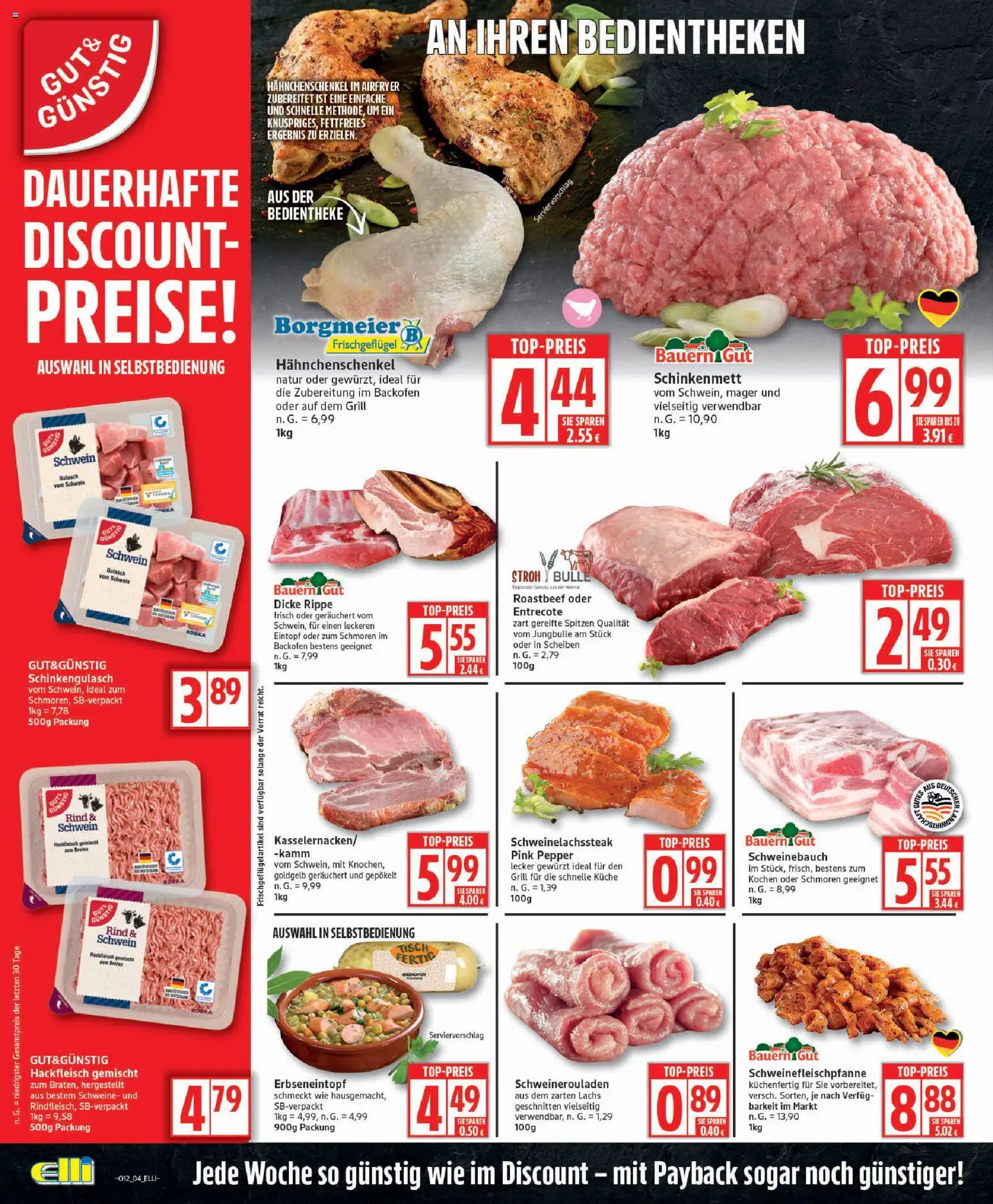 Elli Markt Prospekt Schloß Holte – gültig ab 16.03.2026 | Seite: 4 | Produkte: Tisch, Schweinebauch, Backofen, Hackfleisch