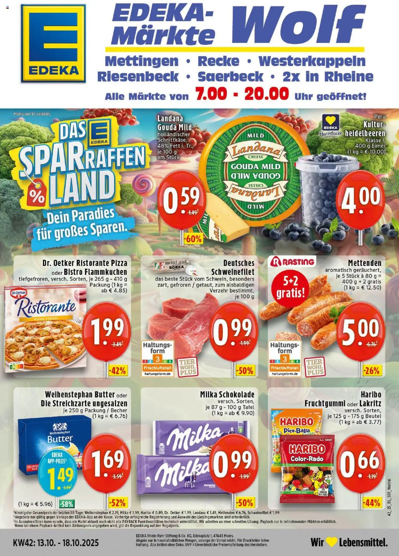Edeka prospekt Westerkappeln	 – gültig ab 13.10.2025 | Seite: 1 | Produkte: Gouda, Milka, Schweinefilet, Pizza