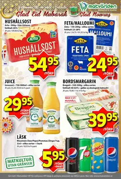 Matvärlden erbjudanden - Förhandsvisning av reklamblad från butik Matvärlden aktuell från 16.03.2026 | Sida: 4 | Produkter: Hushållsost, Halloumi, Gin, Mynta