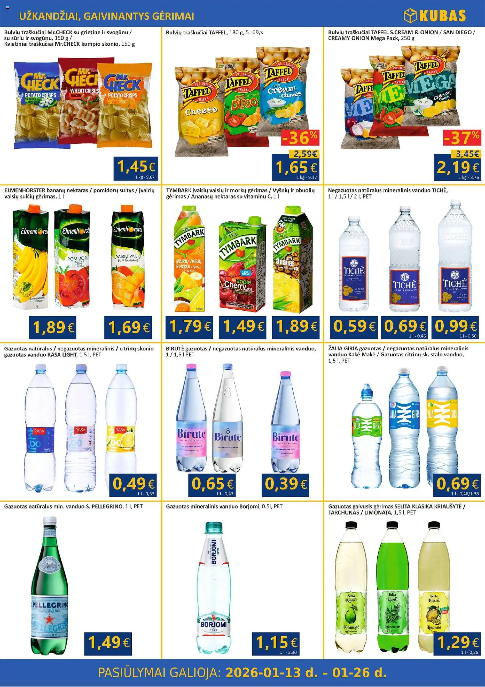Kubas akcijos nuo 13.01.2026 | Puslapis: 9 | Prekių: Gaivusis gėrimas, Sultys, Traškučiai, Mineralinis vanduo