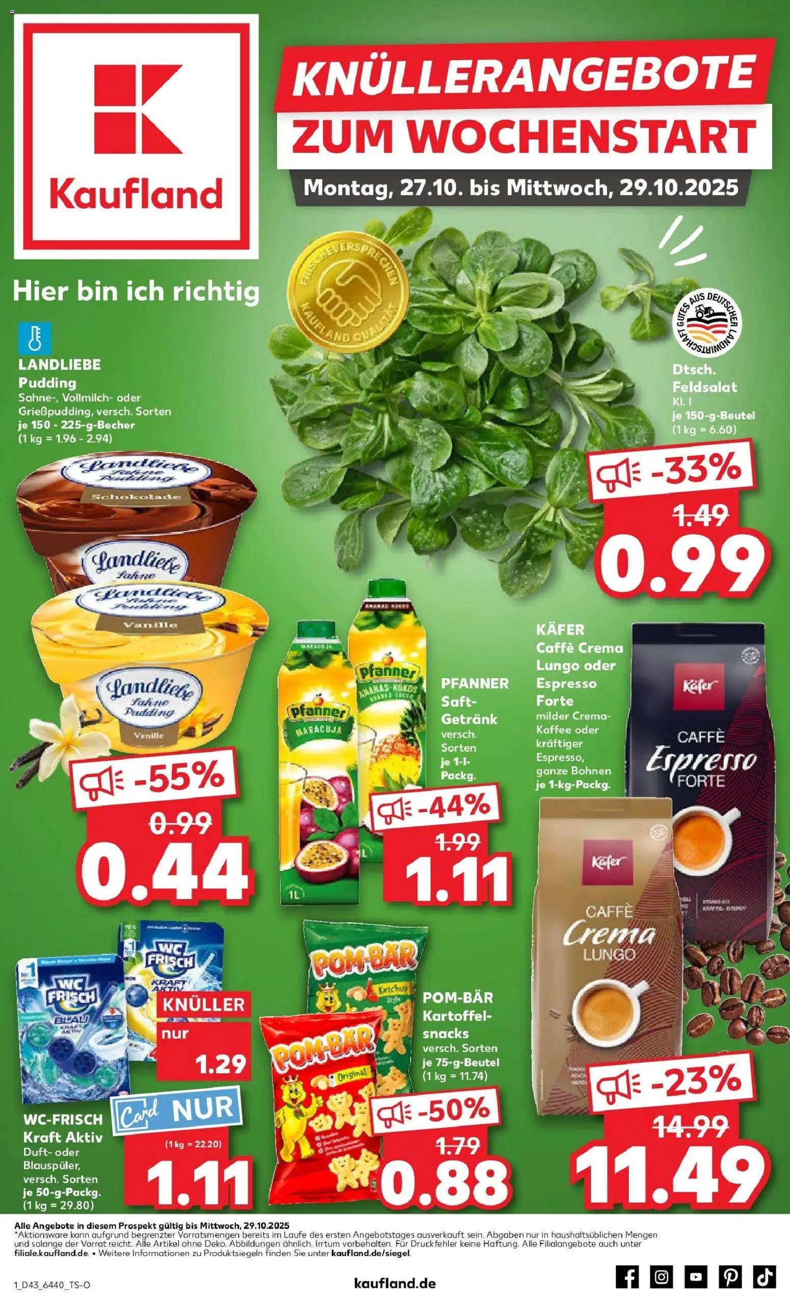 Kaufland prospekt Aschaffenburg	 – gültig ab 27.10.2025 | Seite: 1 | Produkte: Pudding, POM-BÄR, Saft, Ketchup