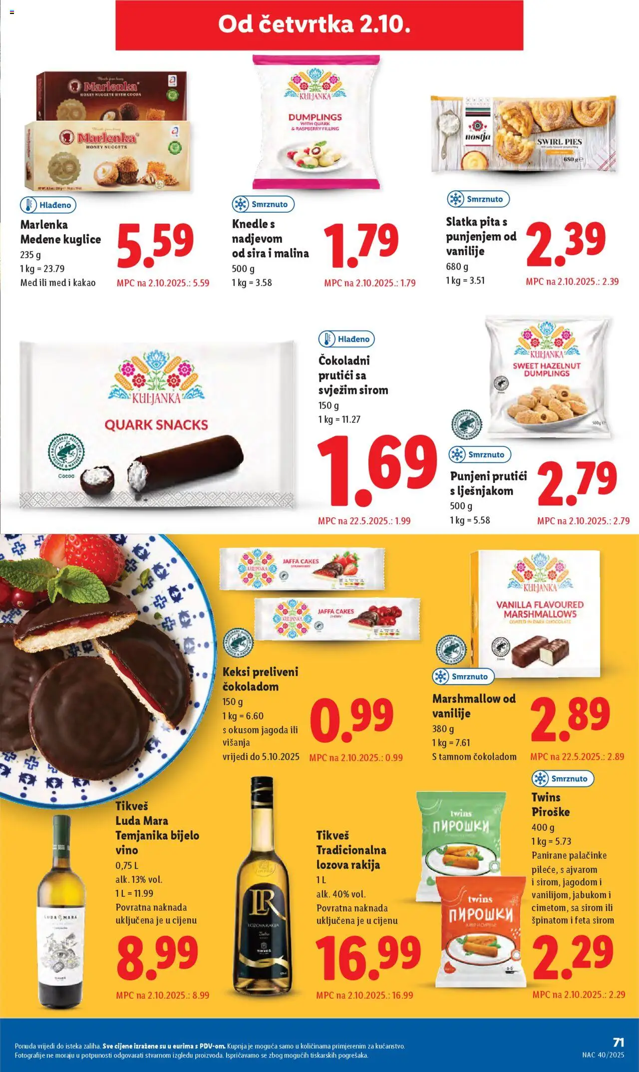 Lidl katalog | vrijedi od 29.09.2025 | Stranica: 71 | Proizvodi: Bijelo vino, Med, Keksi, Pita