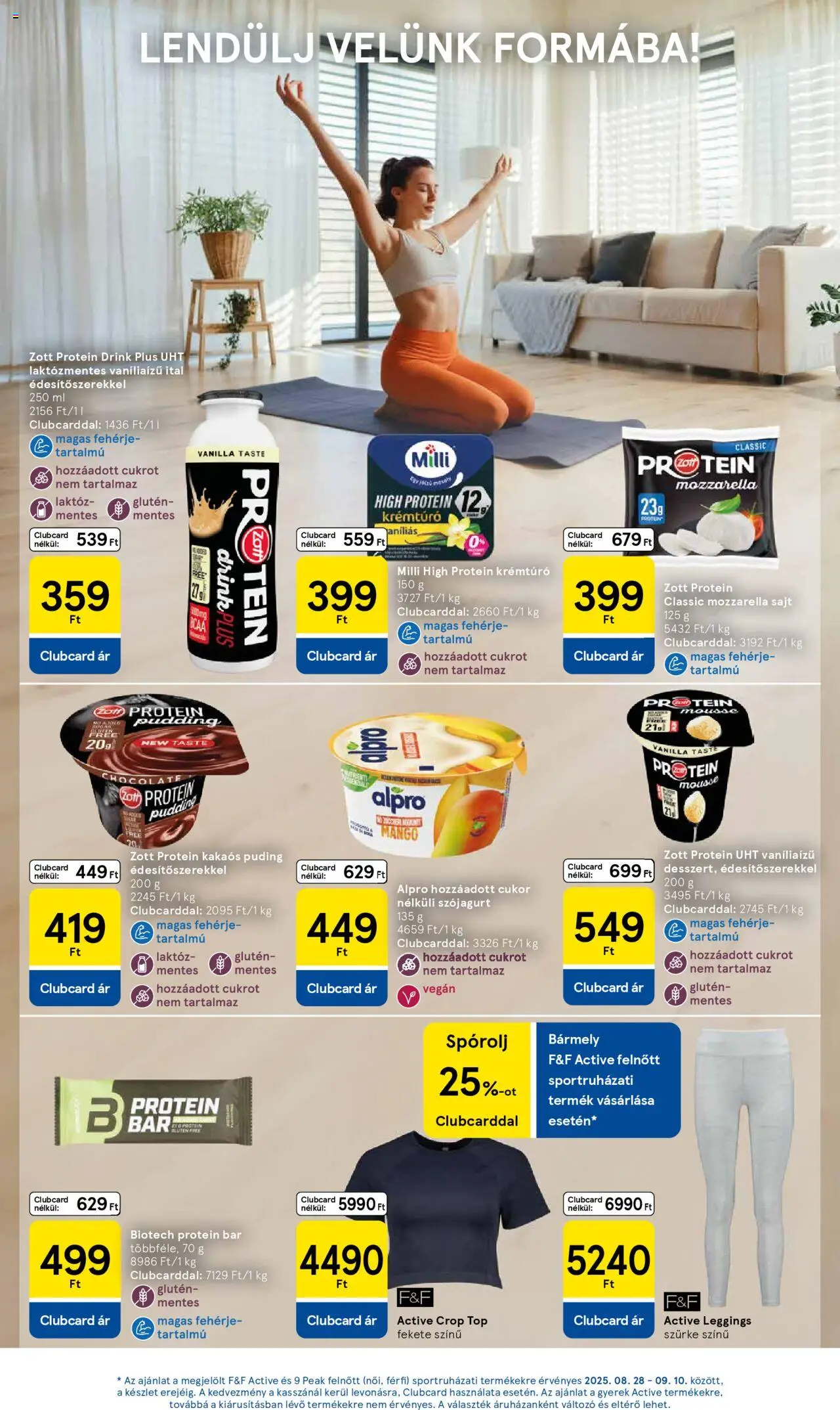 Tesco akciós ujság - amely érvényes a következő dátumtól: 04.09.2025 | Oldal: 11 | Termékek: Krémtúró, Protein, Leggings, Mangó
