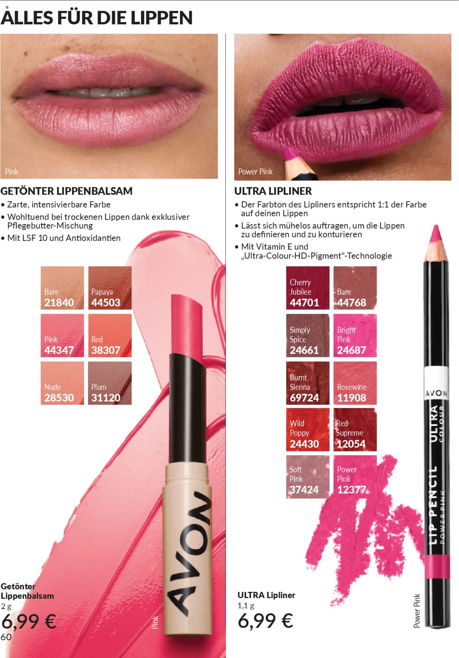 AVON Katalog Januar 2026 – gültig ab 01.01.2026 | Seite: 62 | Produkte: Lipliner, Lippenbalsam
