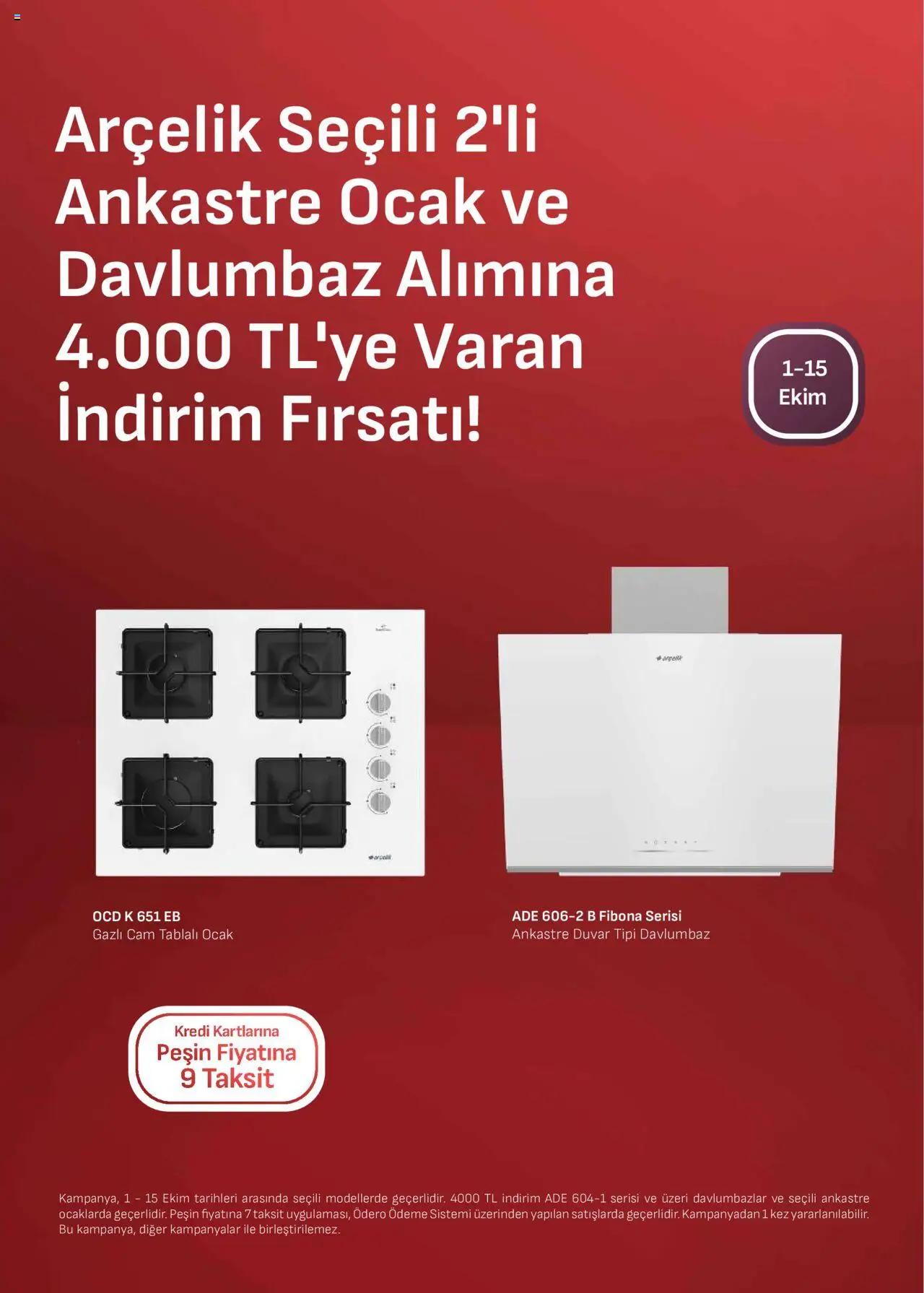 Arçelik Ankastre Kataloğu - 01.10.2025 tarihinden itibaren geçerlidir | Sayfa: 6 | Ürünler: Davlumbaz, Ocak