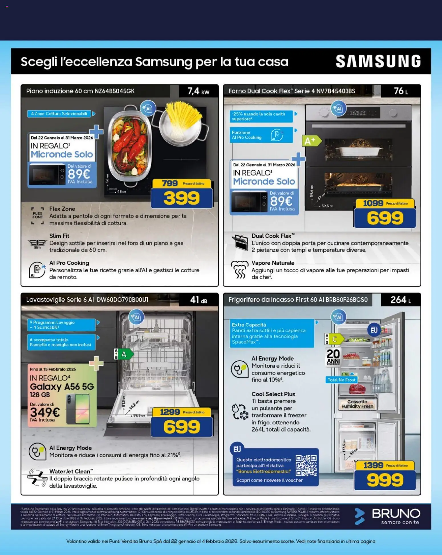 Volantino BRUNO del 22.01.2026 | Pagina: 34 | Prodotti: Lavastoviglie, Data, Frigorifero, Frigorifero da incasso