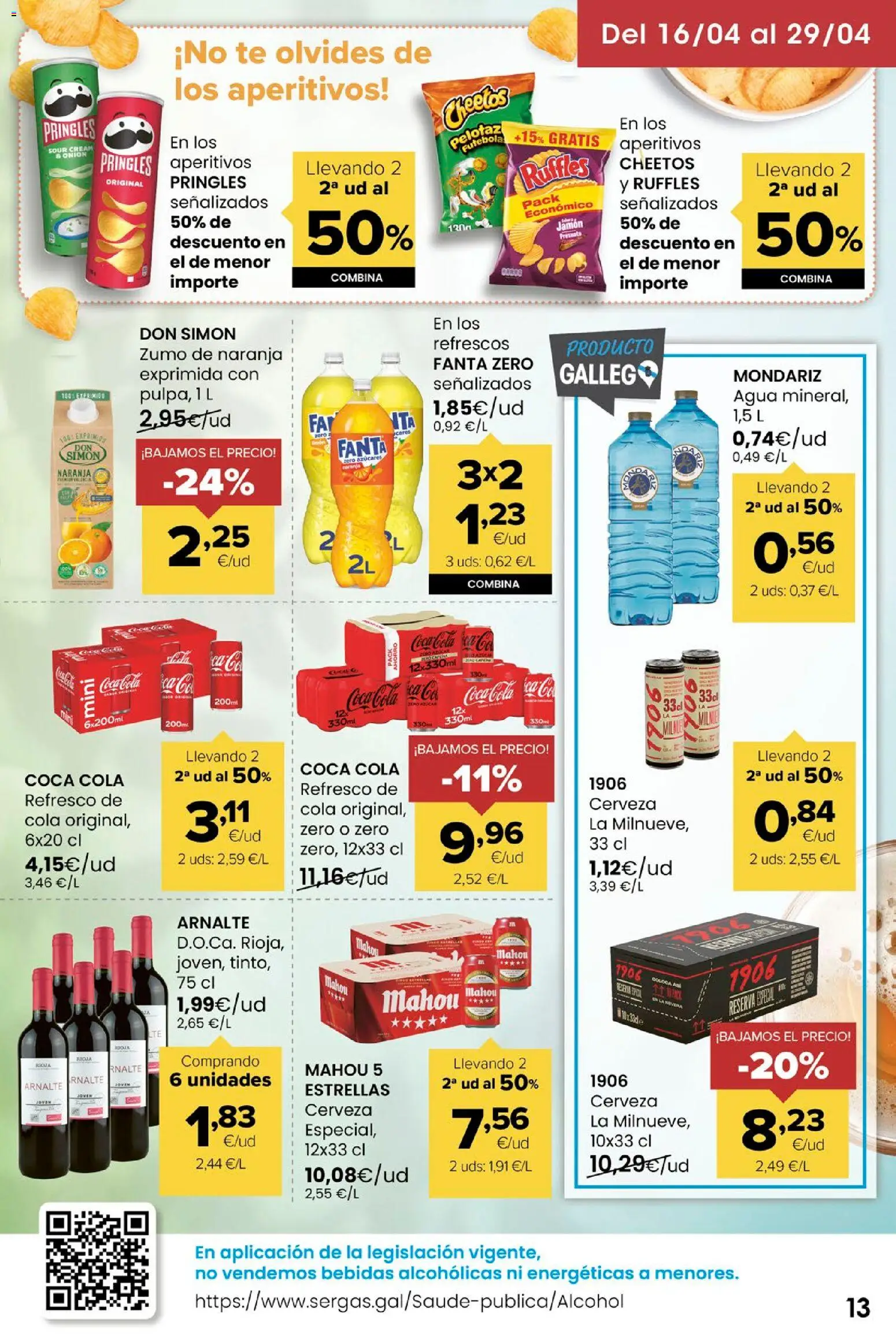 Eroski Miramos por ti │ válido desde el 16.04.2026 | Página: 13 | Productos: Jamón, Cerveza, Ροζ πιπέρι, Κορνίζα