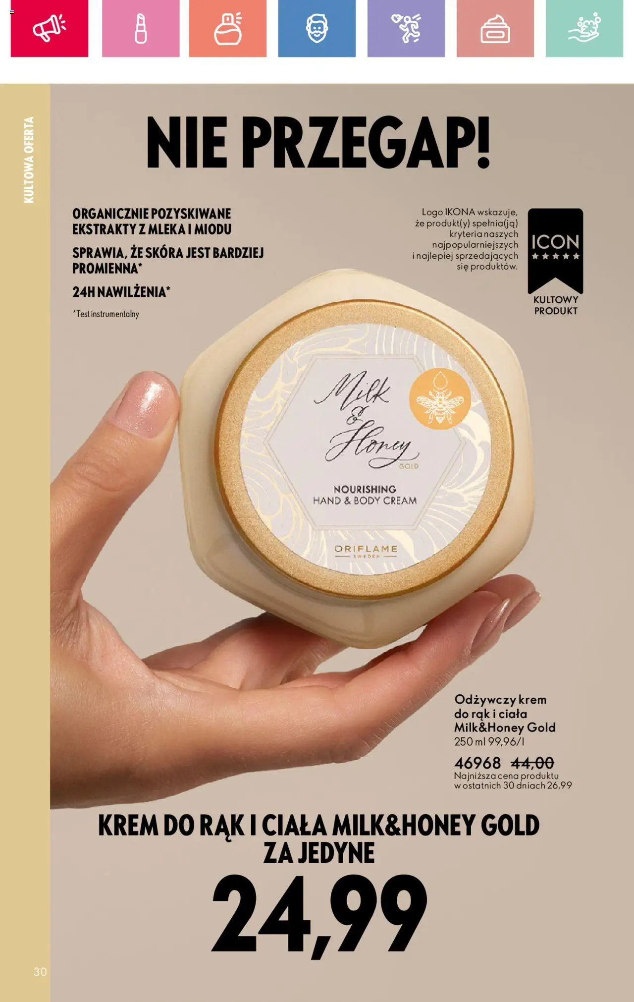 Oriflame Katalog 11 2025 od 27.07.2025 | Strona: 30 | Produkty: Mleka, Body, Krem do rąk, Krem